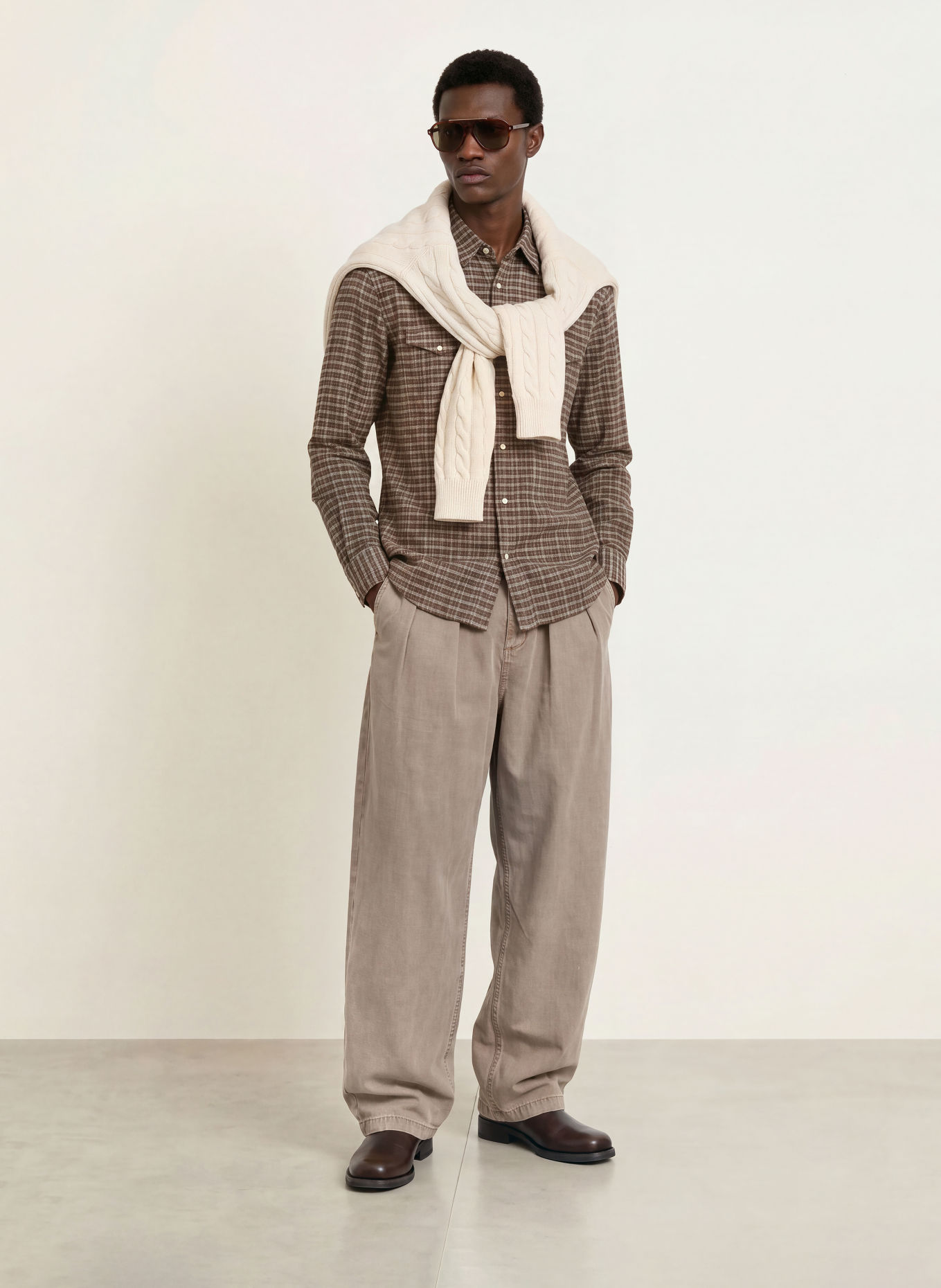 ALLSAINTS Hemd COURT Comfort Fit: BRAUN / WEISS