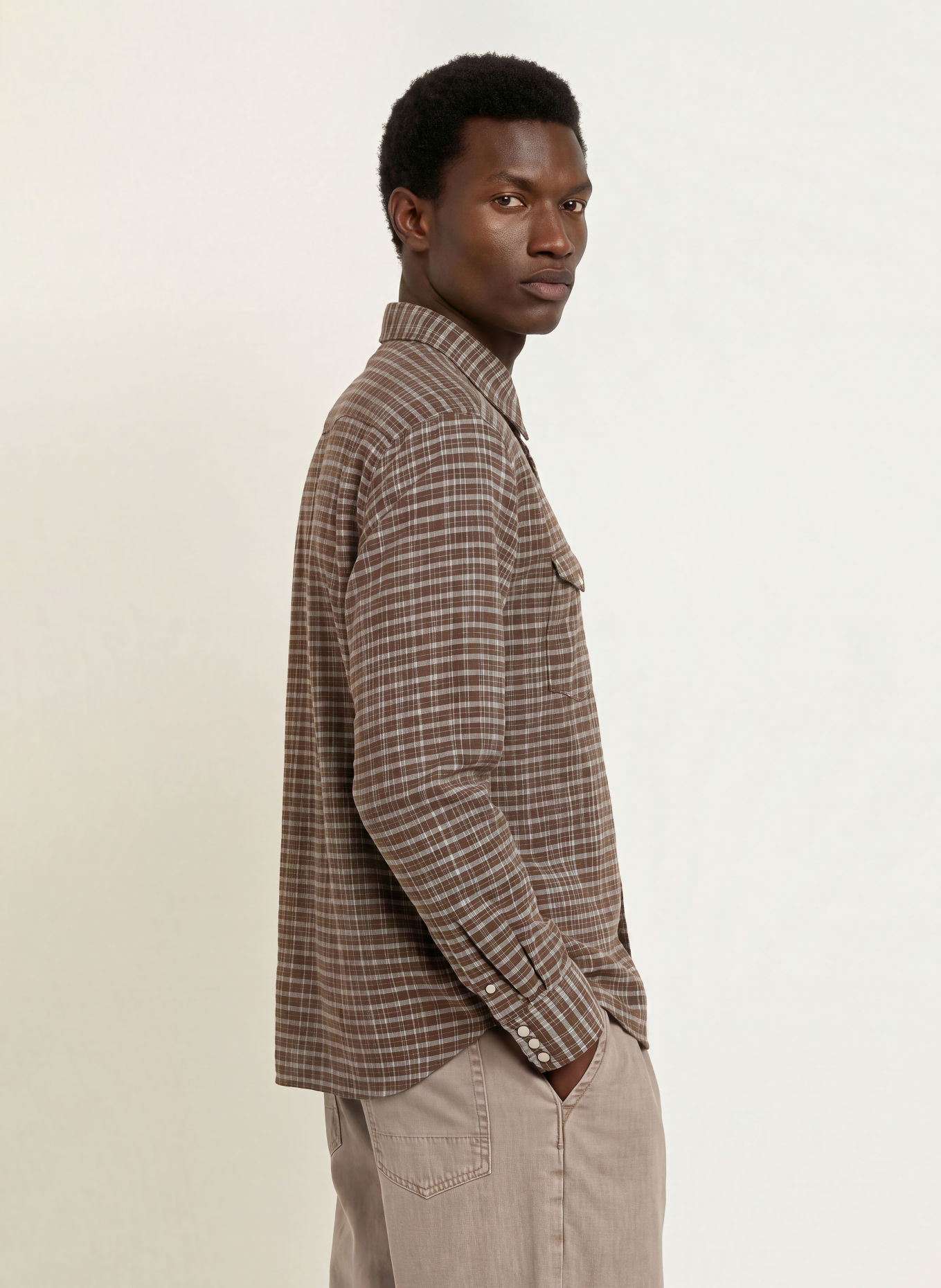 ALLSAINTS Hemd COURT Comfort Fit: BRAUN / WEISS