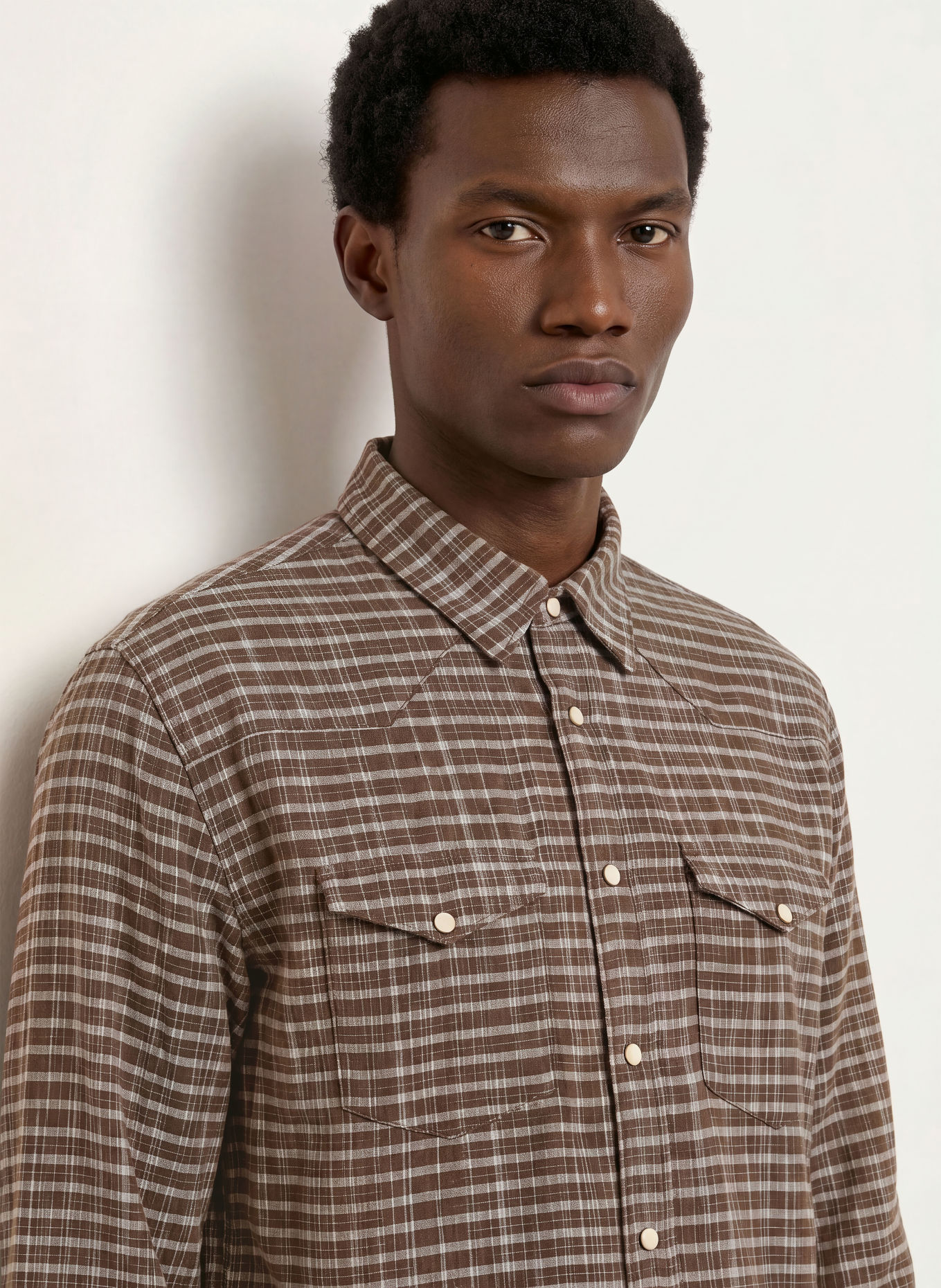 ALLSAINTS Hemd COURT Comfort Fit: BRAUN / WEISS