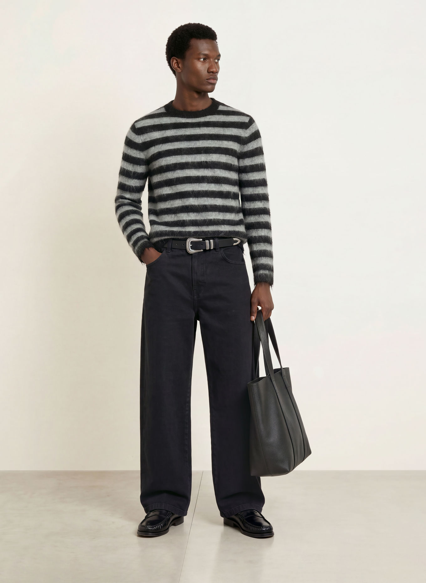 ALLSAINTS Pullover HARRY mit Mohair: GRAU / SCHWARZ