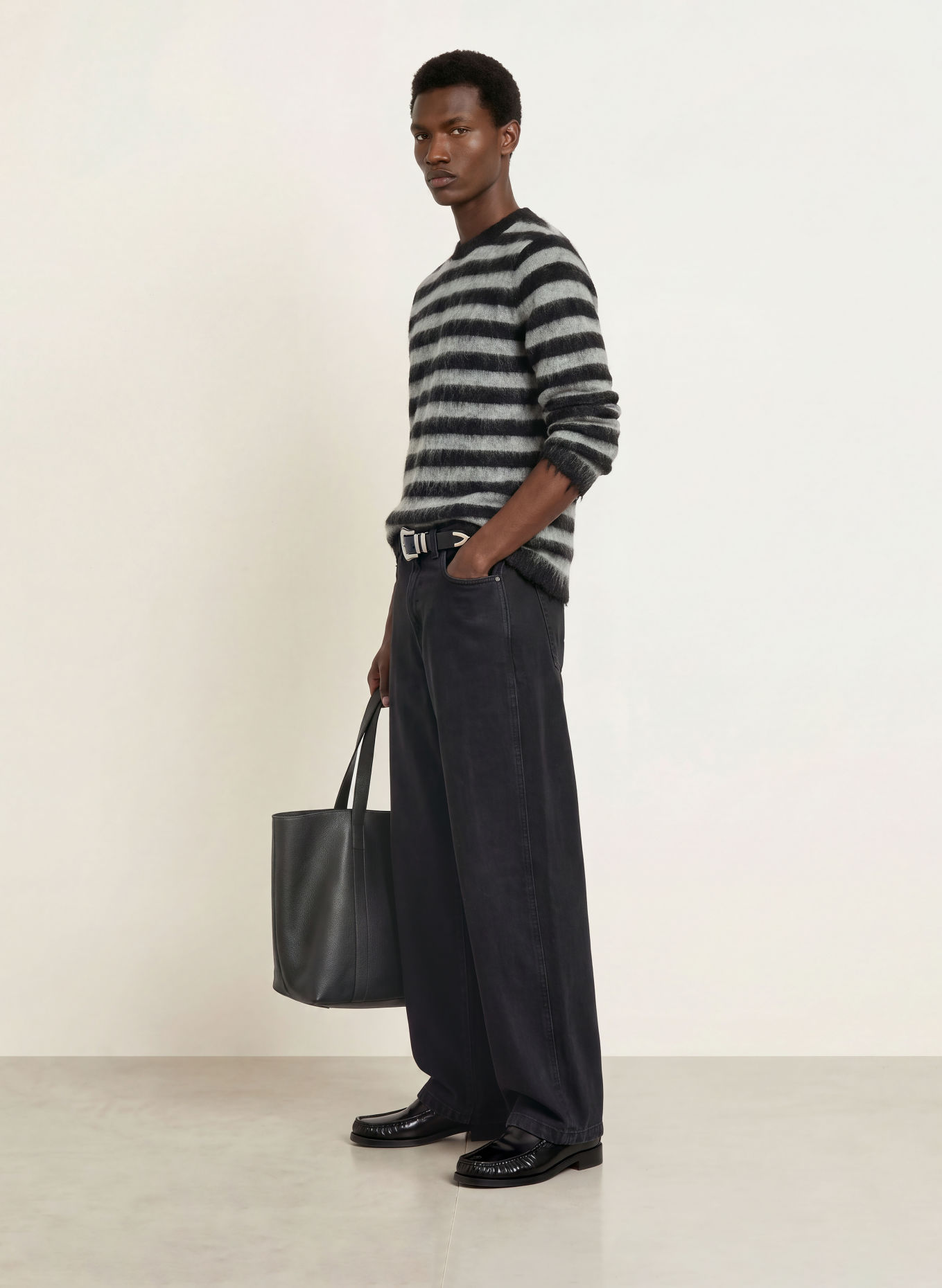 ALLSAINTS Pullover HARRY mit Mohair: GRAU / SCHWARZ