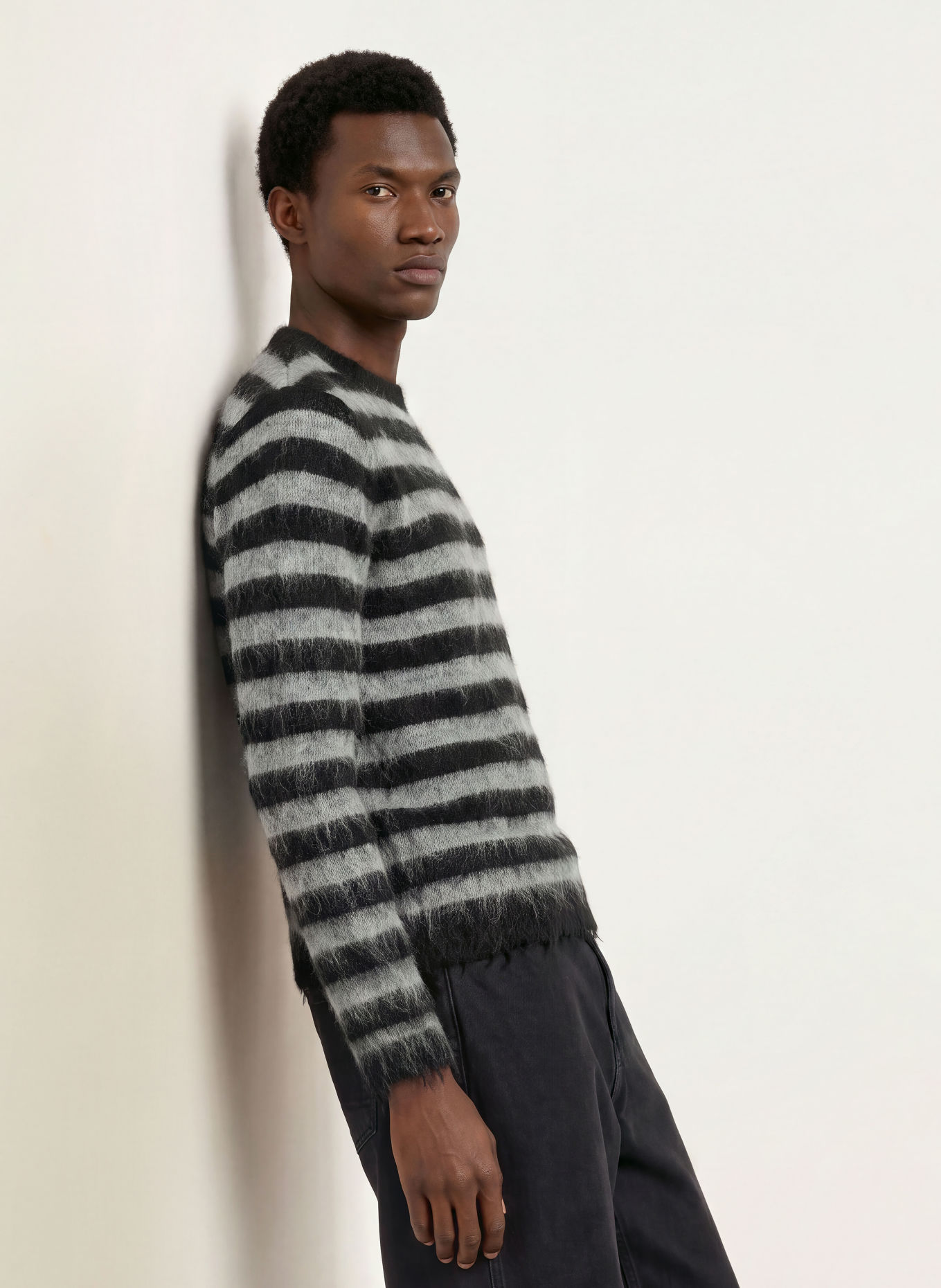 ALLSAINTS Pullover HARRY mit Mohair: GRAU / SCHWARZ