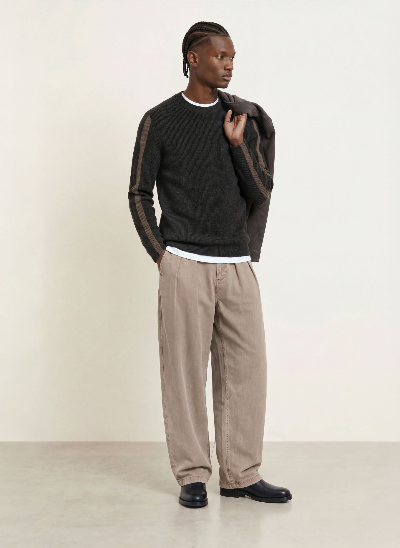 ALLSAINTS Pullover HAWKE: DUNKELGRAU / TAUPE