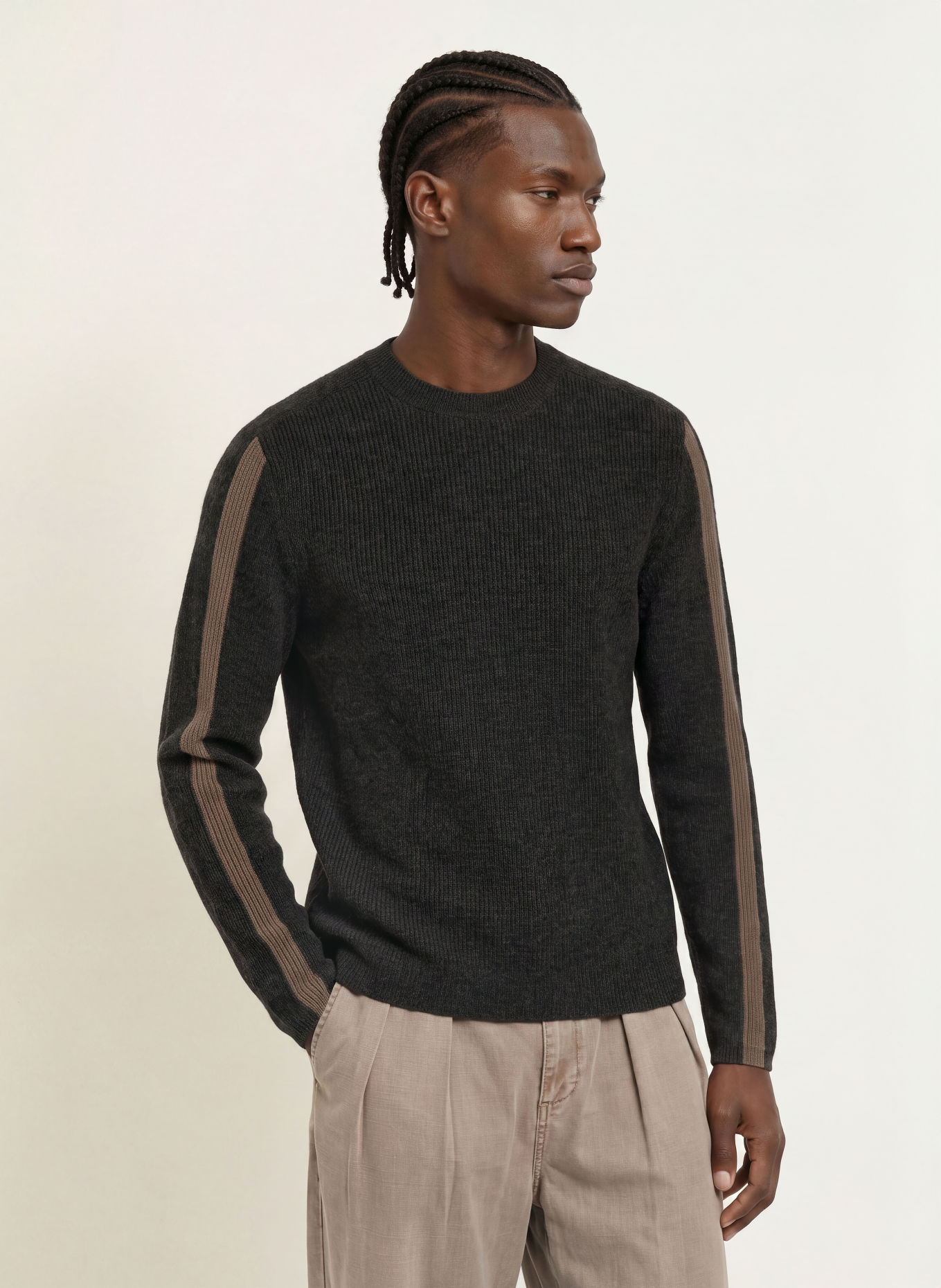 ALLSAINTS Pullover HAWKE: DUNKELGRAU / TAUPE