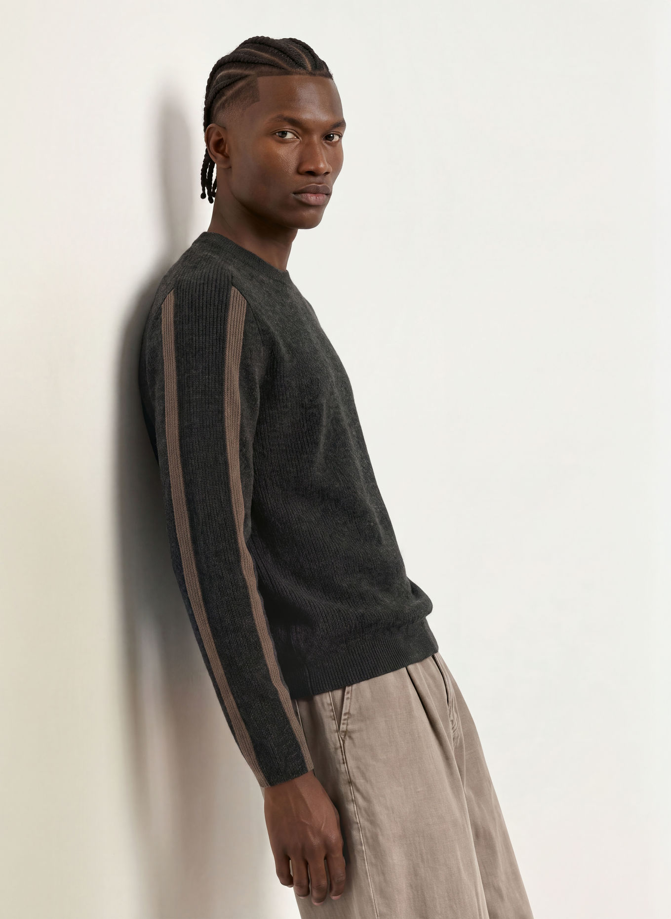ALLSAINTS Pullover HAWKE: DUNKELGRAU / TAUPE