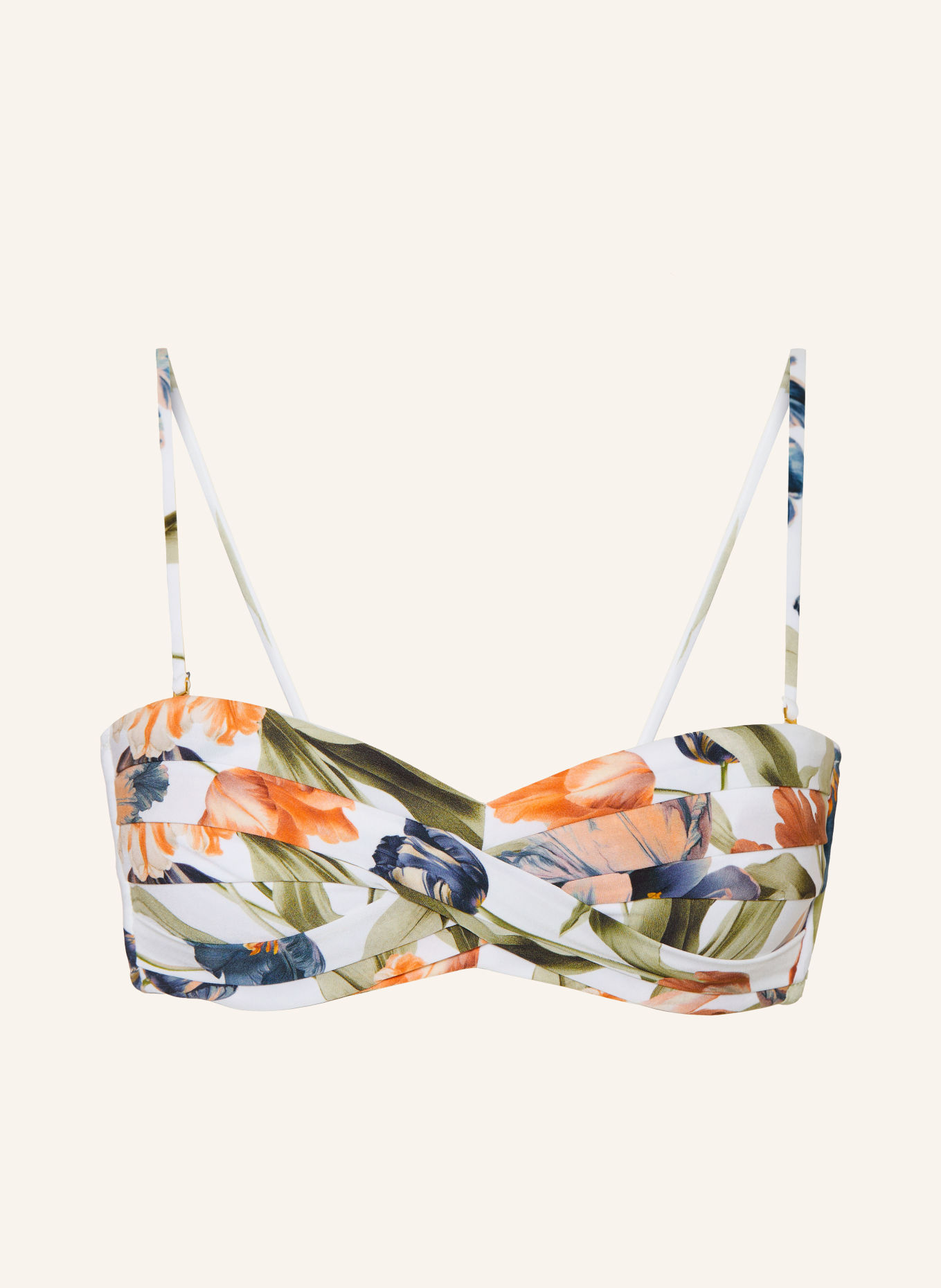MARYAN MEHLHORN Bandeau-Bikini-Top TULIPE: WEISS / DUNKELORANGE / DUNKELBLAU
