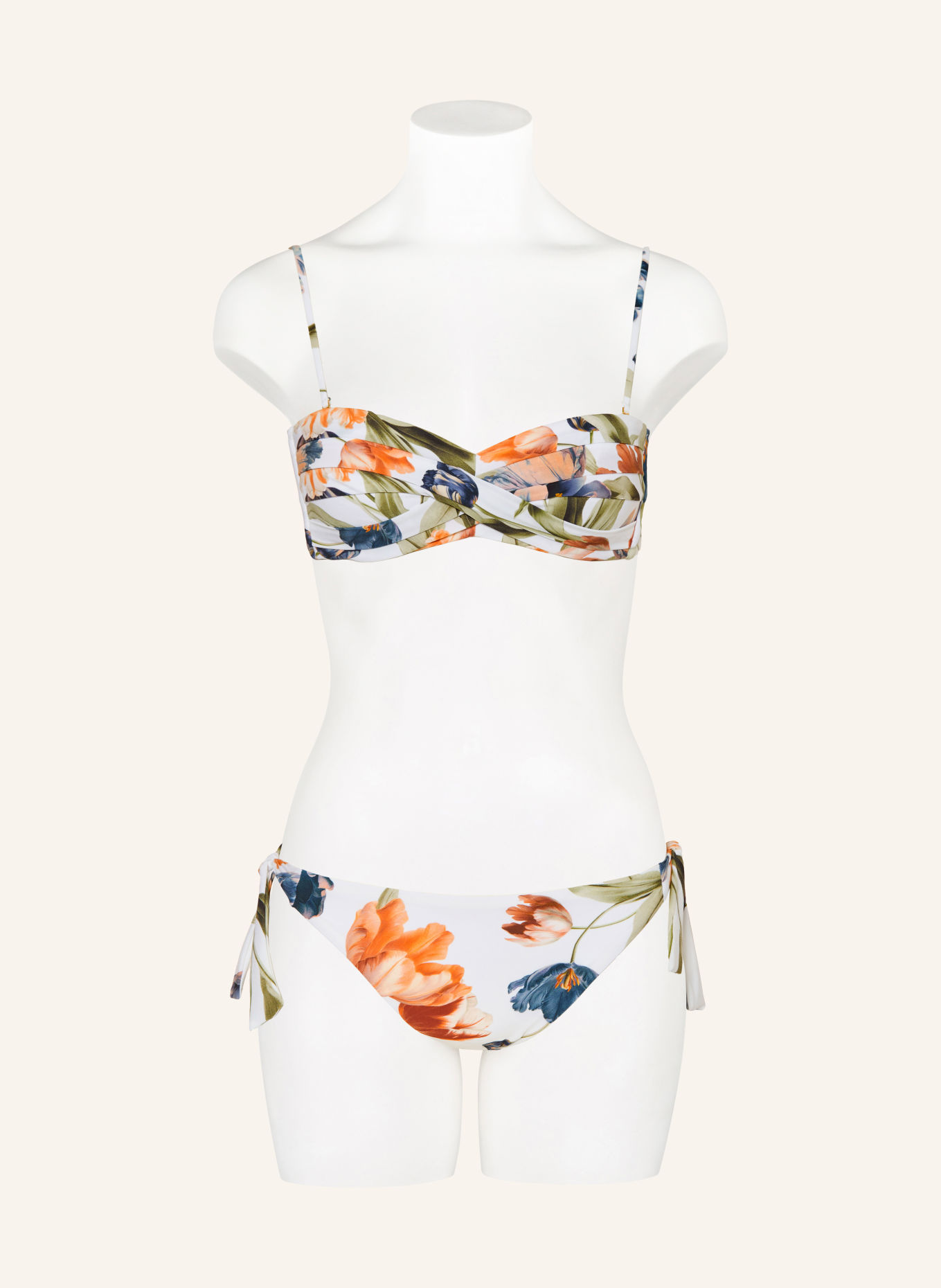 MARYAN MEHLHORN Bandeau-Bikini-Top TULIPE: WEISS / DUNKELORANGE / DUNKELBLAU