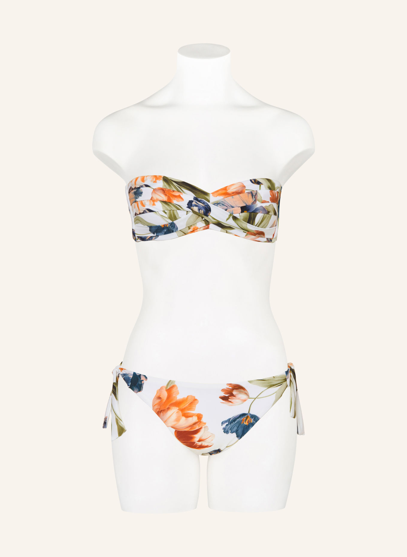 MARYAN MEHLHORN Bandeau-Bikini-Top TULIPE: WEISS / DUNKELORANGE / DUNKELBLAU