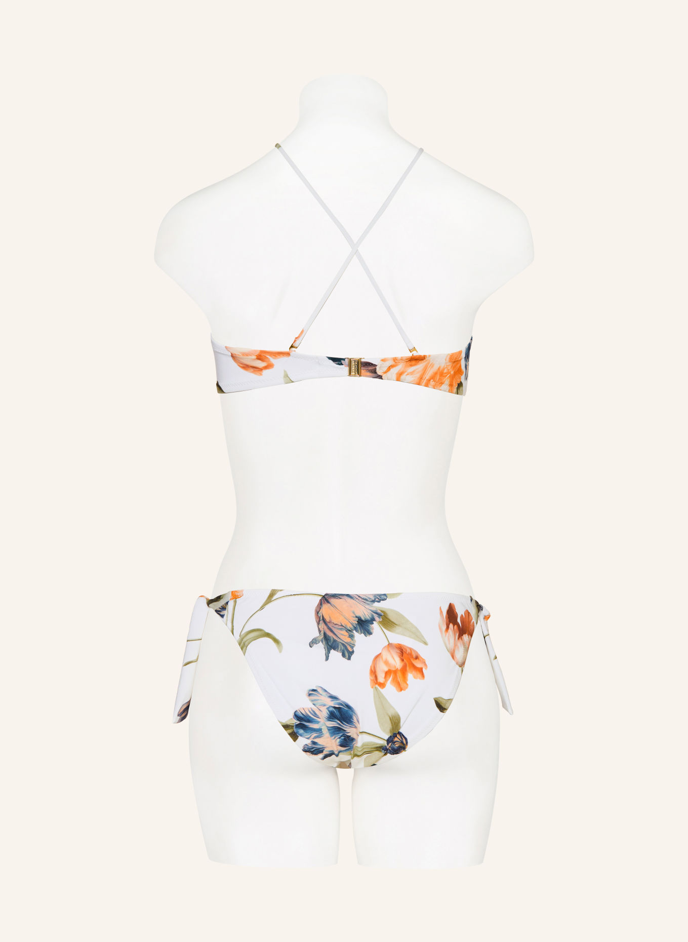 MARYAN MEHLHORN Bandeau-Bikini-Top TULIPE: WEISS / DUNKELORANGE / DUNKELBLAU