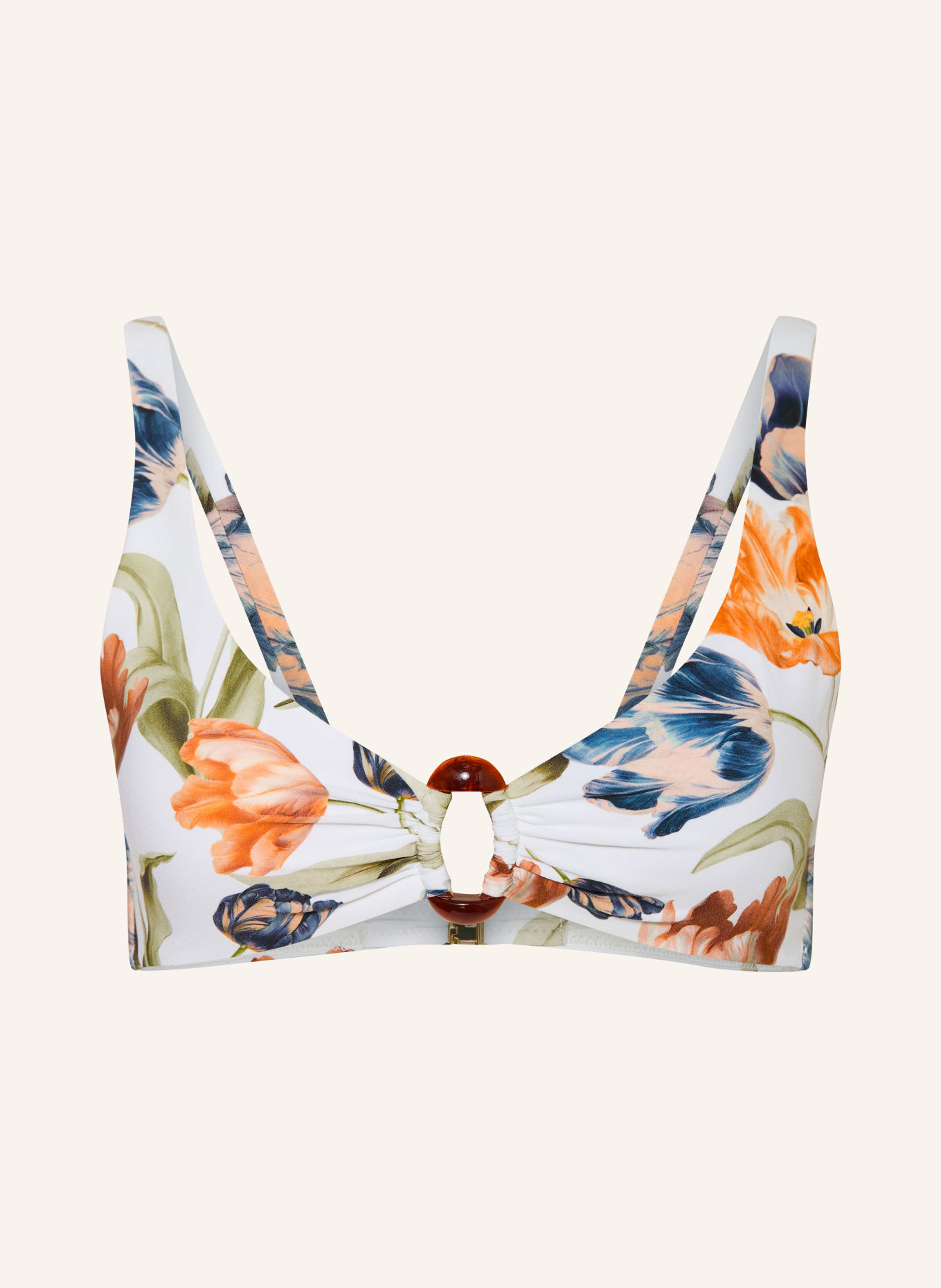 MARYAN MEHLHORN Bralette-Bikini-Top TULIPE: WEISS / DUNKELORANGE / GRÜN