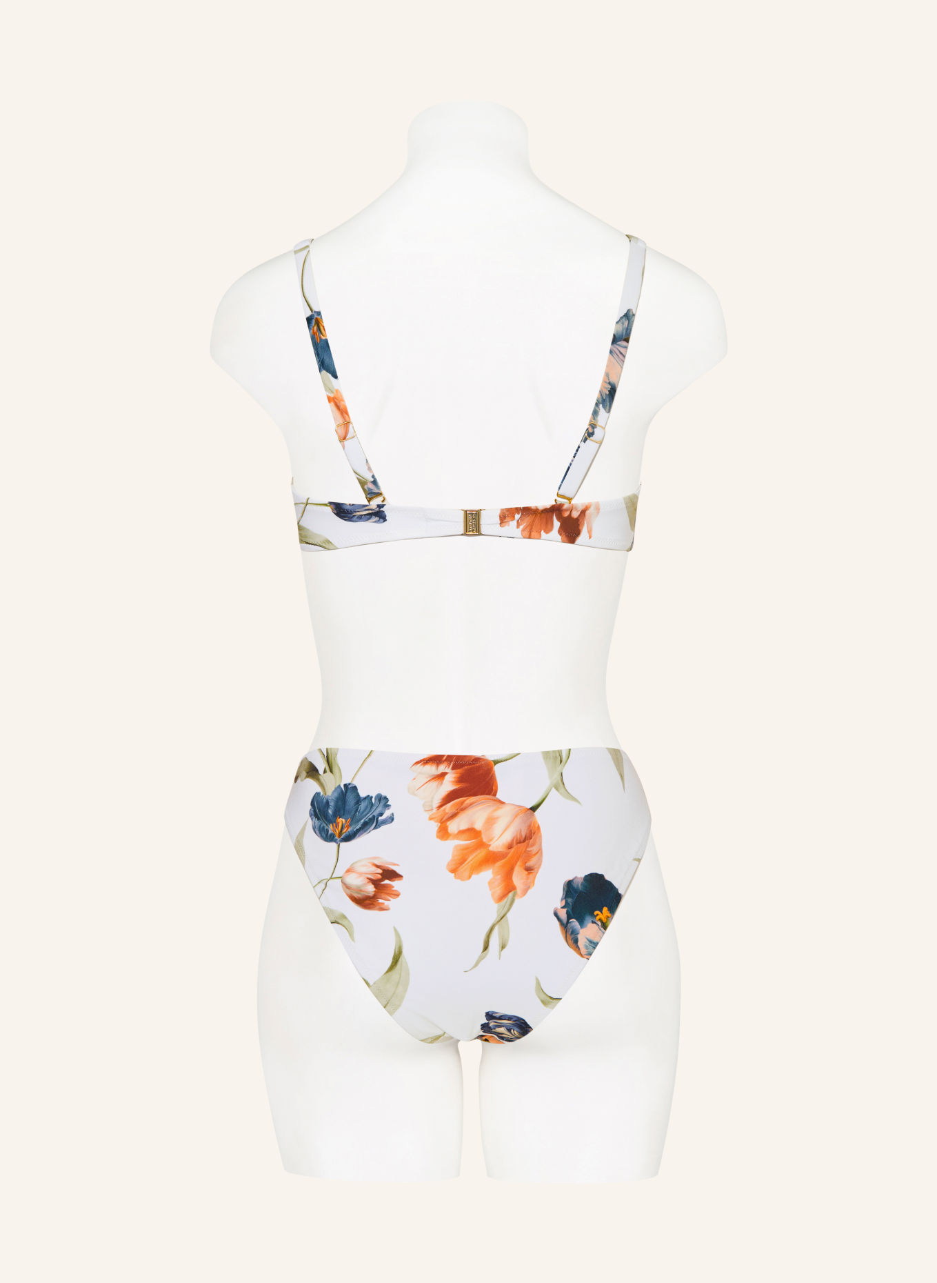 MARYAN MEHLHORN Bralette-Bikini-Top TULIPE: WEISS / DUNKELORANGE / GRÜN