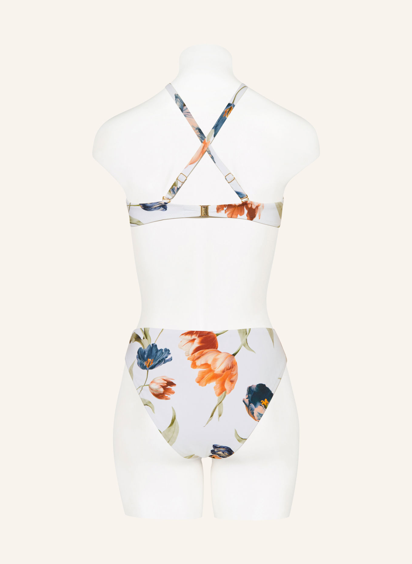 MARYAN MEHLHORN Bralette-Bikini-Top TULIPE: WEISS / DUNKELORANGE / GRÜN