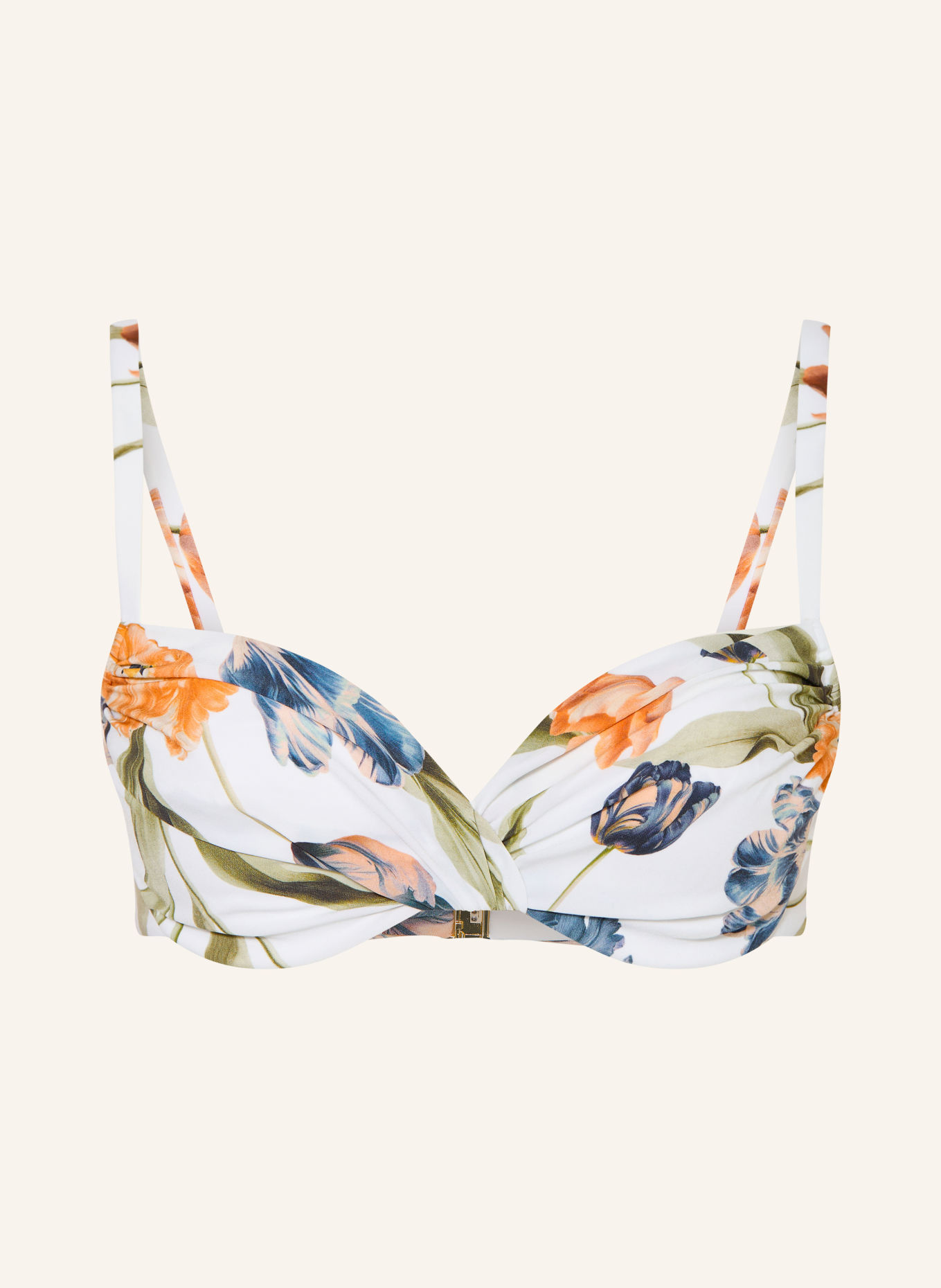 MARYAN MEHLHORN Bügel-Bikini-Top TULIPE in Wickeloptik: WEISS / DUNKELORANGE / HELLGRÜN