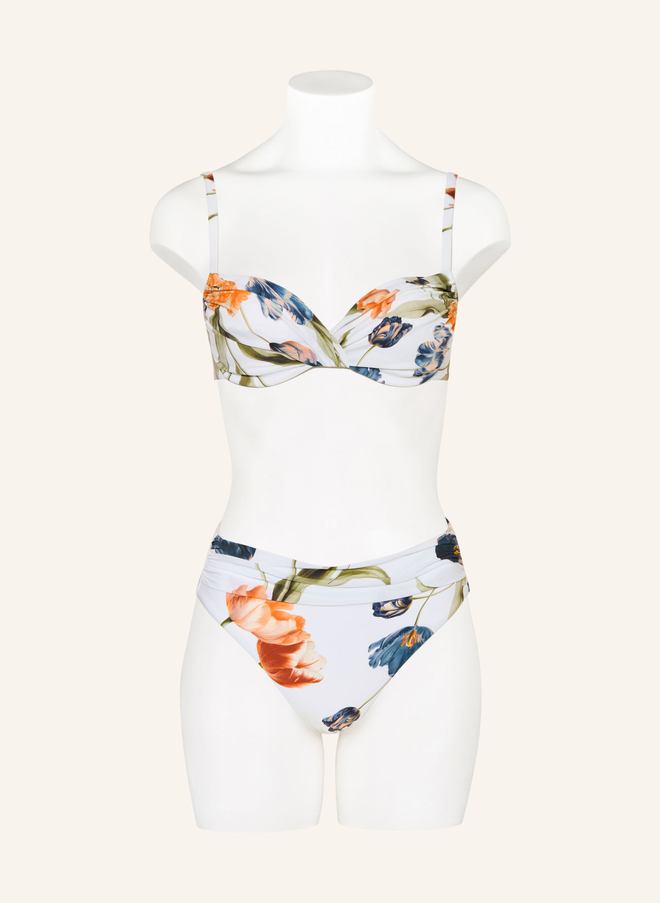 MARYAN MEHLHORN Bügel-Bikini-Top TULIPE in Wickeloptik: WEISS / DUNKELORANGE / HELLGRÜN