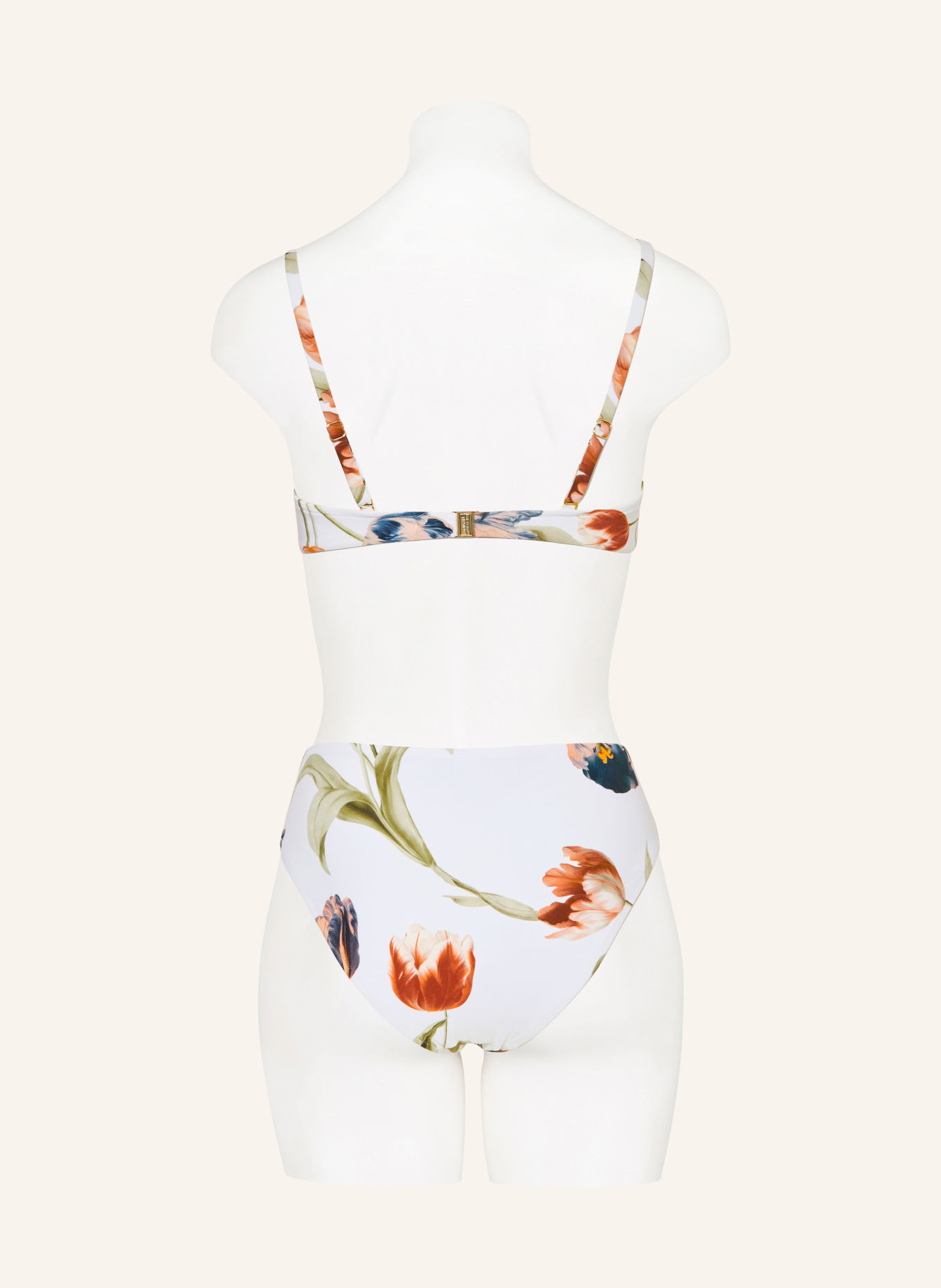 MARYAN MEHLHORN Bügel-Bikini-Top TULIPE in Wickeloptik: WEISS / DUNKELORANGE / HELLGRÜN