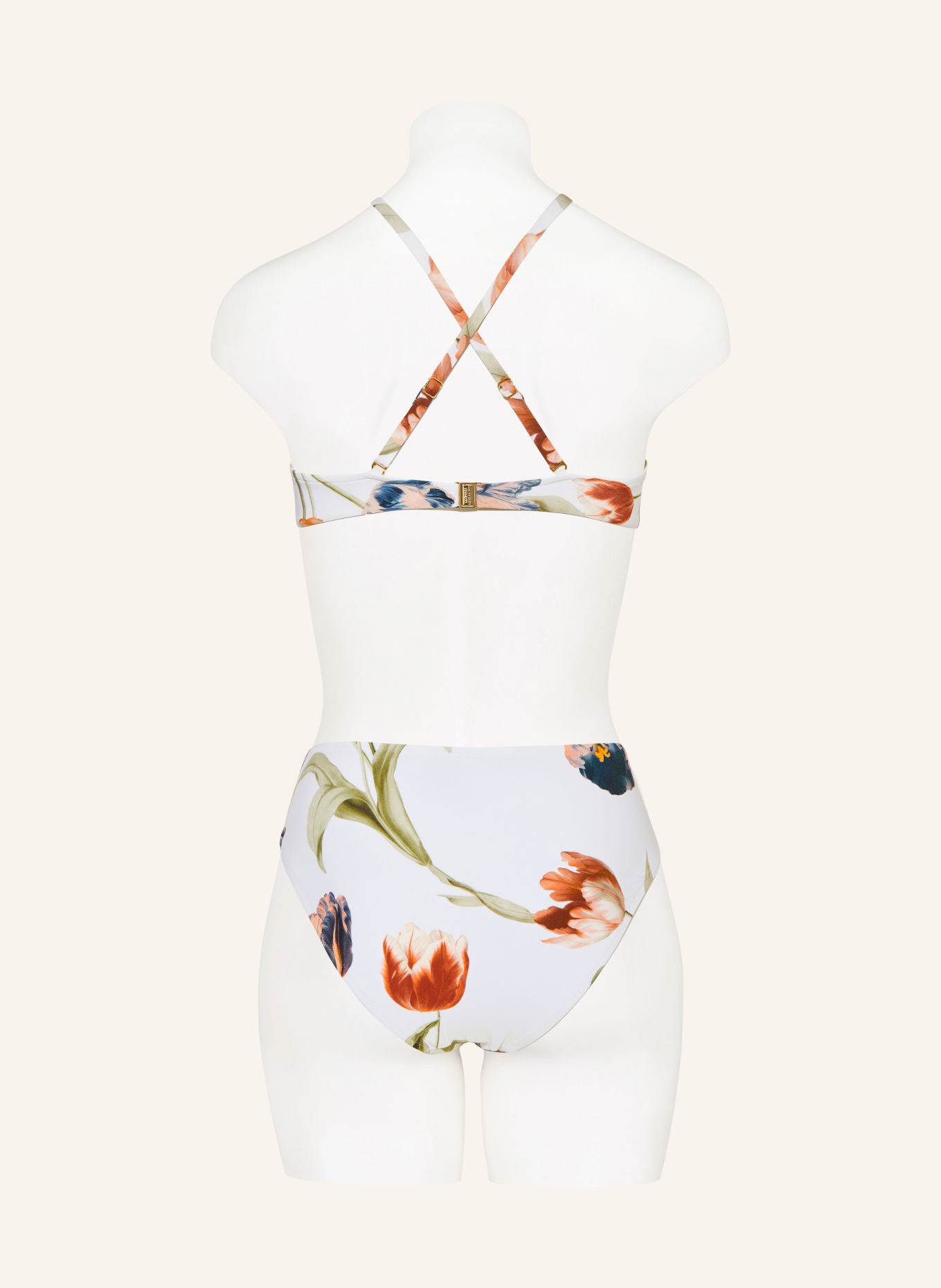 MARYAN MEHLHORN Bügel-Bikini-Top TULIPE in Wickeloptik: WEISS / DUNKELORANGE / HELLGRÜN