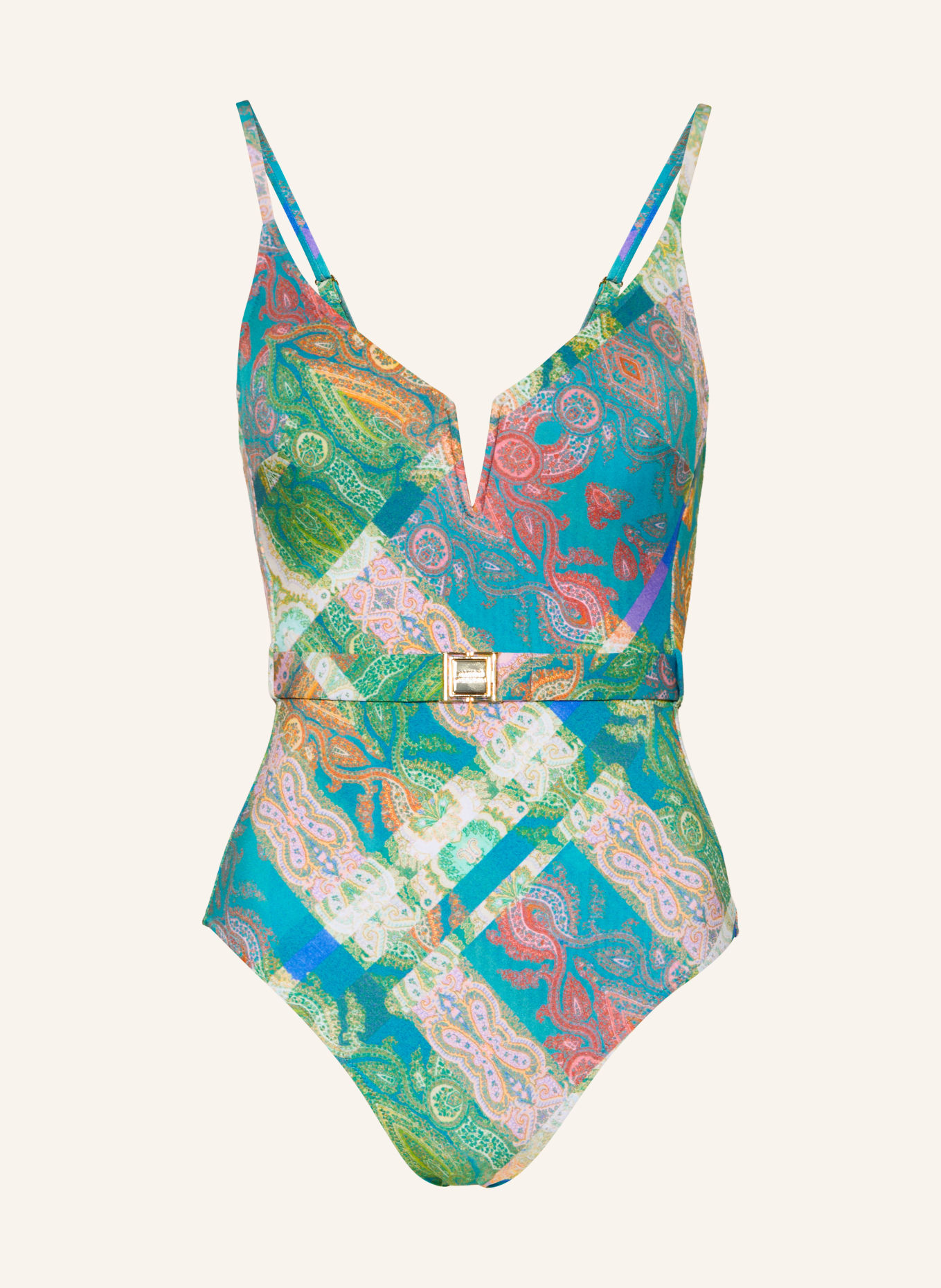MARYAN MEHLHORN Badeanzug JACQUARD: BLAU / ROSA / GRÜN