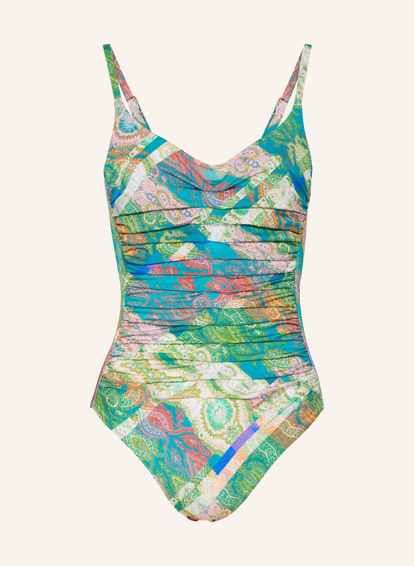 MARYAN MEHLHORN Bügel-Badeanzug JACQUARD: BLAU / ROSA / GRÜN