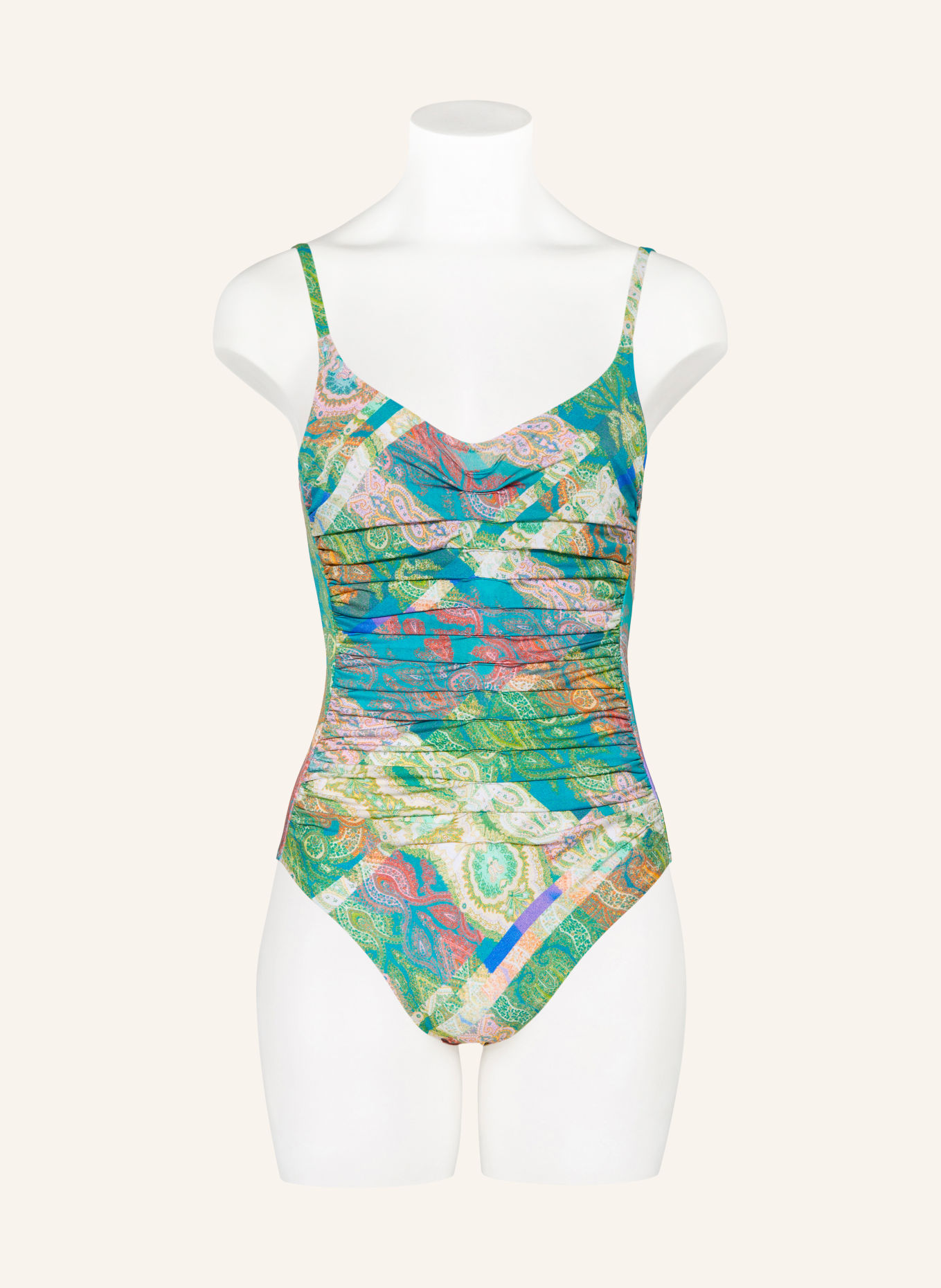 MARYAN MEHLHORN Bügel-Badeanzug JACQUARD: BLAU / ROSA / GRÜN