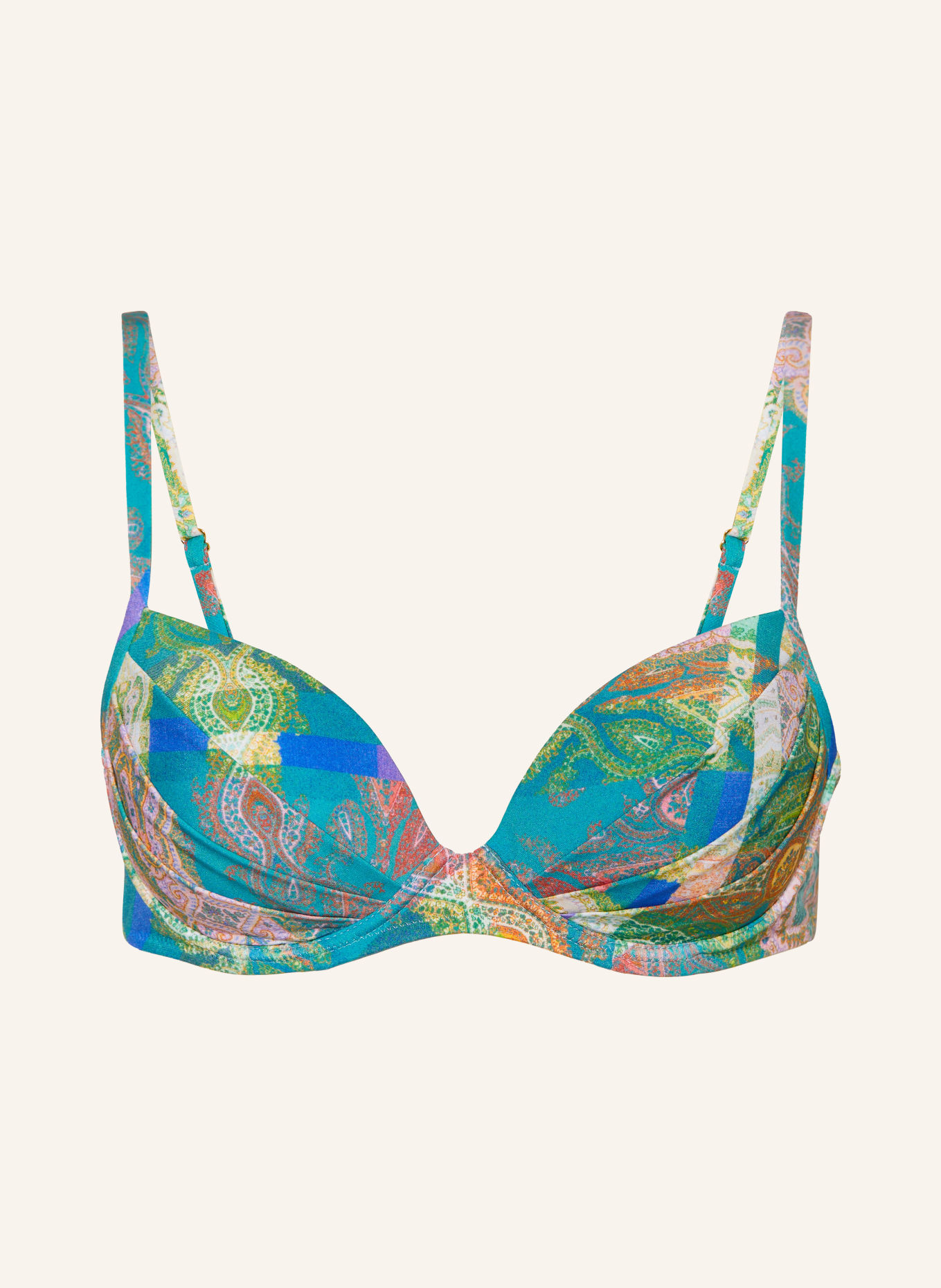 MARYAN MEHLHORN Bügel-Bikini-Top JACQUARD: BLAU / ROSA / GRÜN