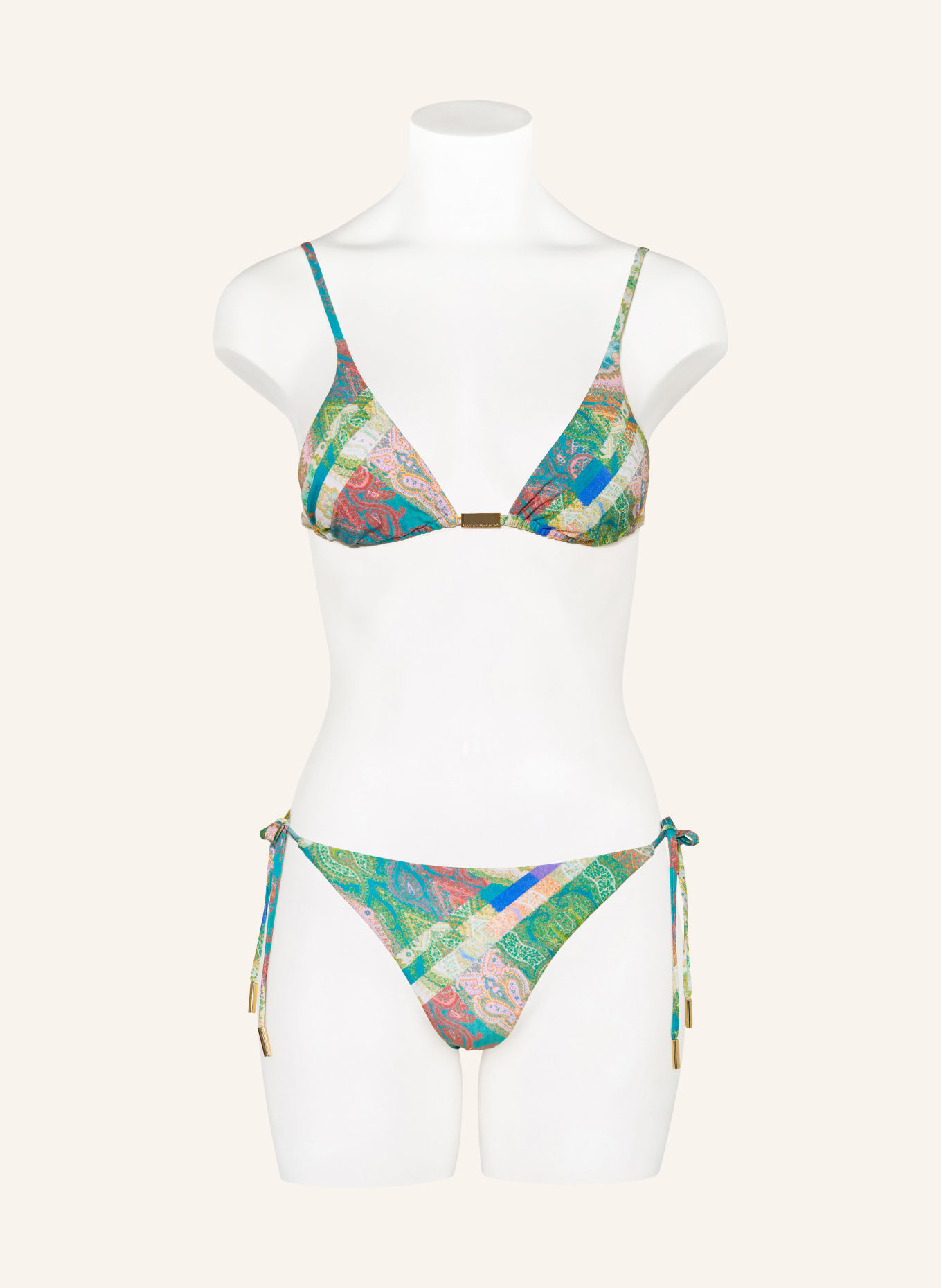 MARYAN MEHLHORN JACQUARD Triangle bikini bottoms: BLUE / ORANGE / GREEN