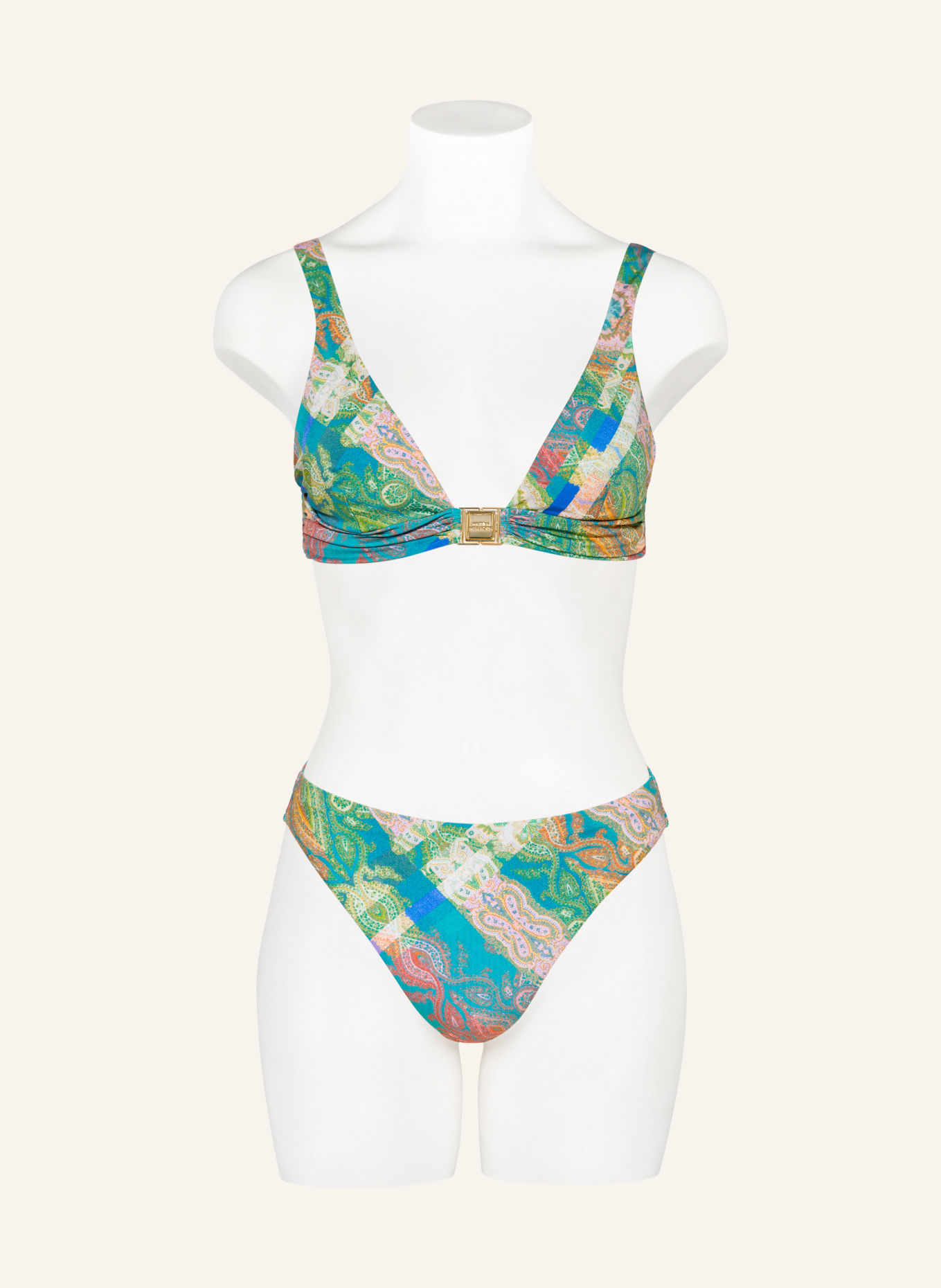 MARYAN MEHLHORN Basic-Bikini-Hose JACQUARD: BLAU / ROT / GRÜN
