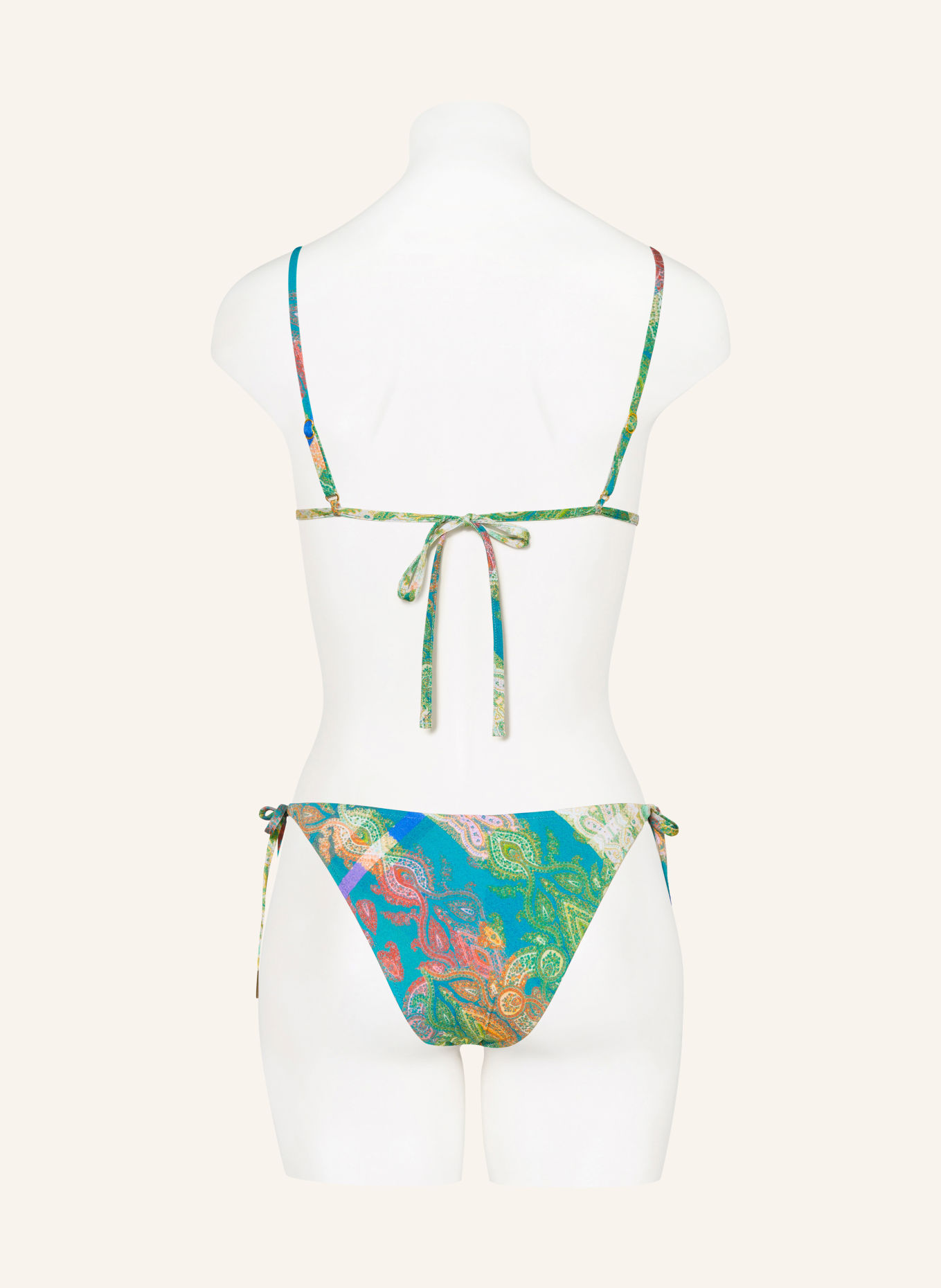 MARYAN MEHLHORN JACQUARD Triangle bikini top: BLUE / PINK / GREEN