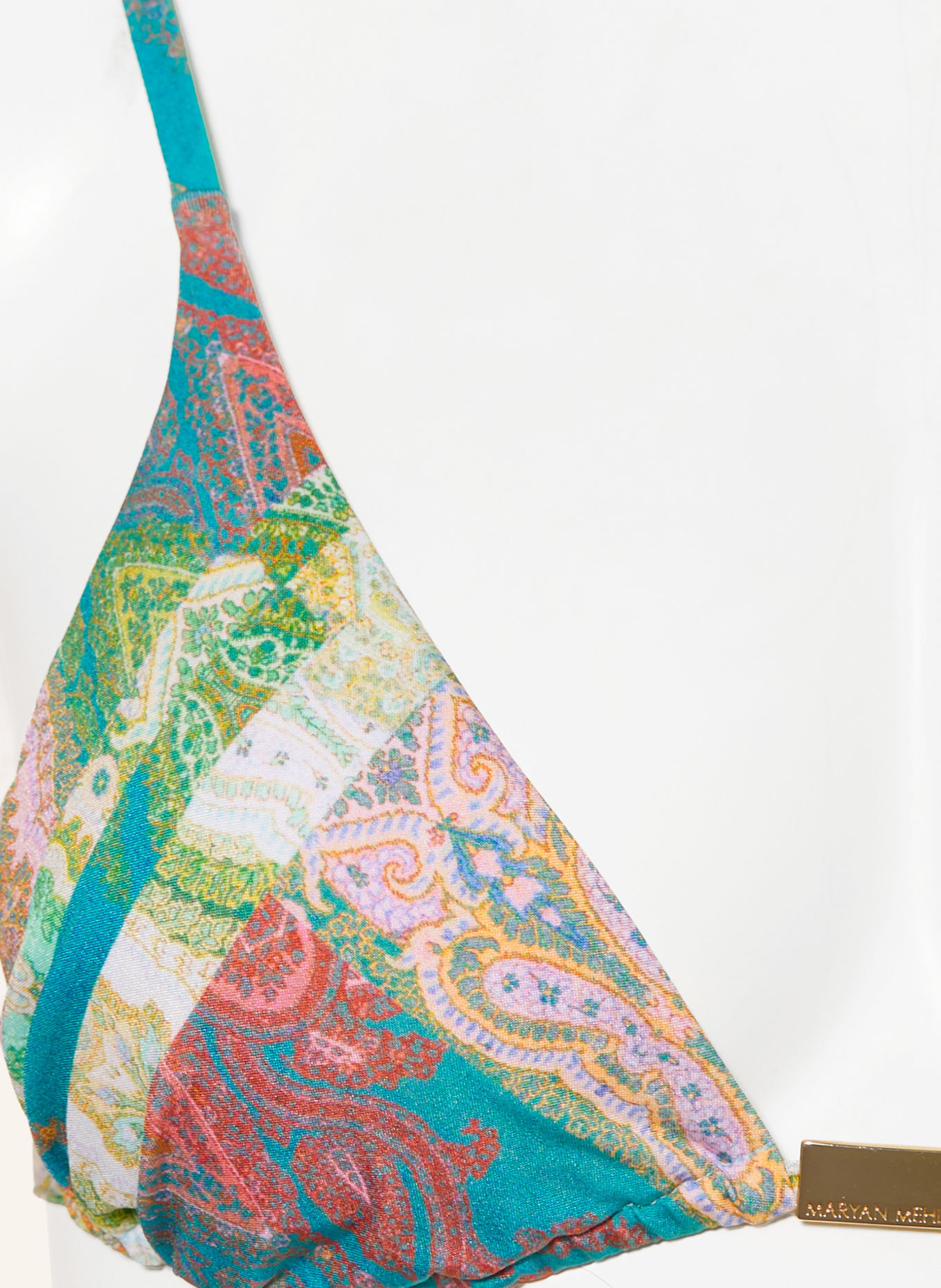 MARYAN MEHLHORN JACQUARD Triangle bikini top: BLUE / PINK / GREEN