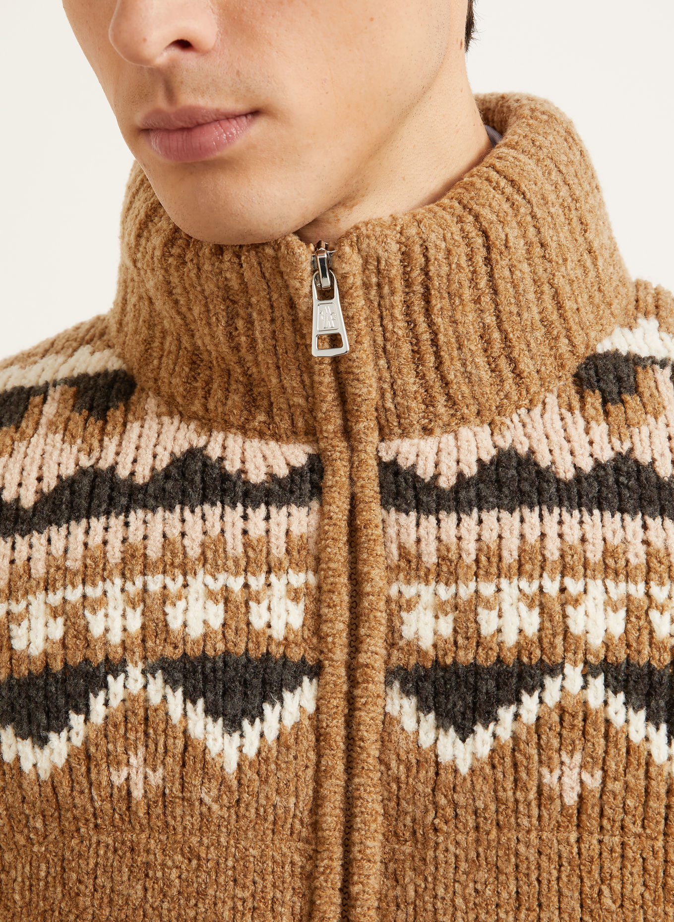 MONCLER Daunenjacke: BRAUN / CREME / DUNKELGRAU