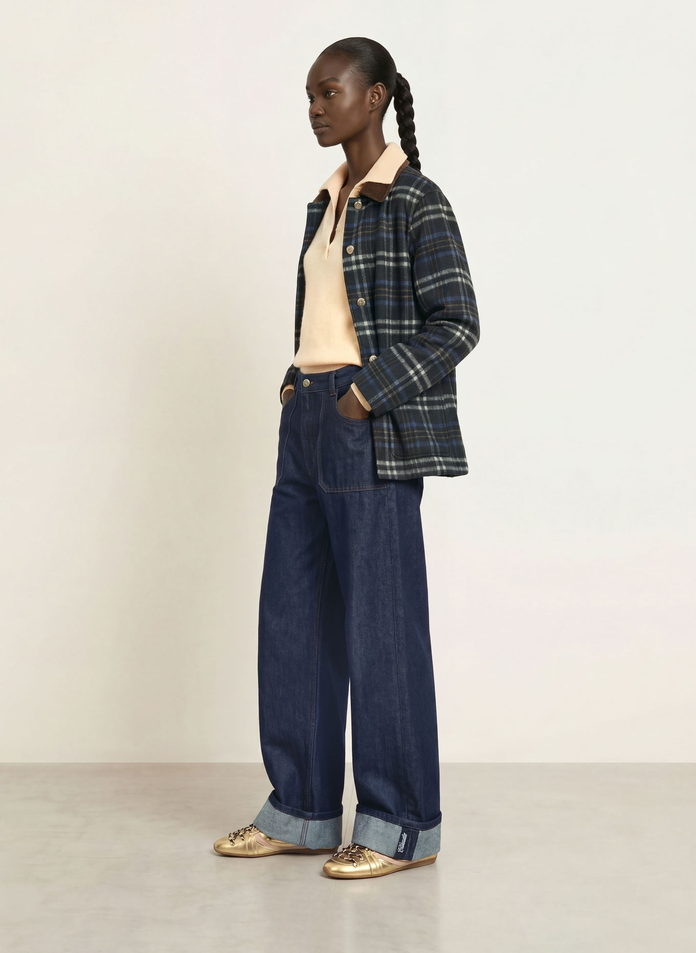 CLAUDIE PIERLOT Jeansy wide leg: J007 BRUT DENIM