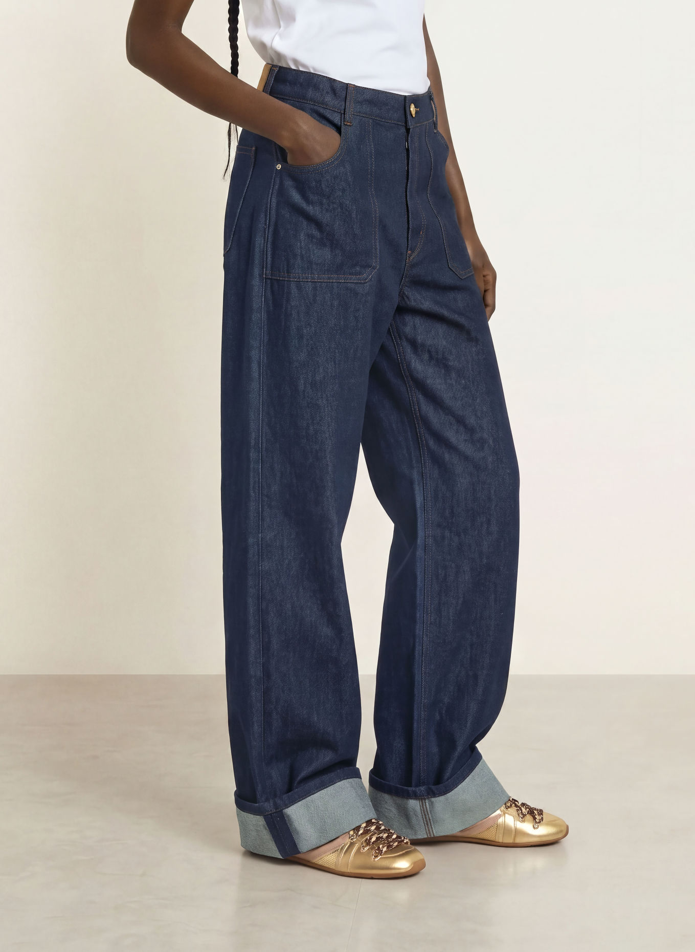 CLAUDIE PIERLOT Jeansy wide leg: J007 BRUT DENIM