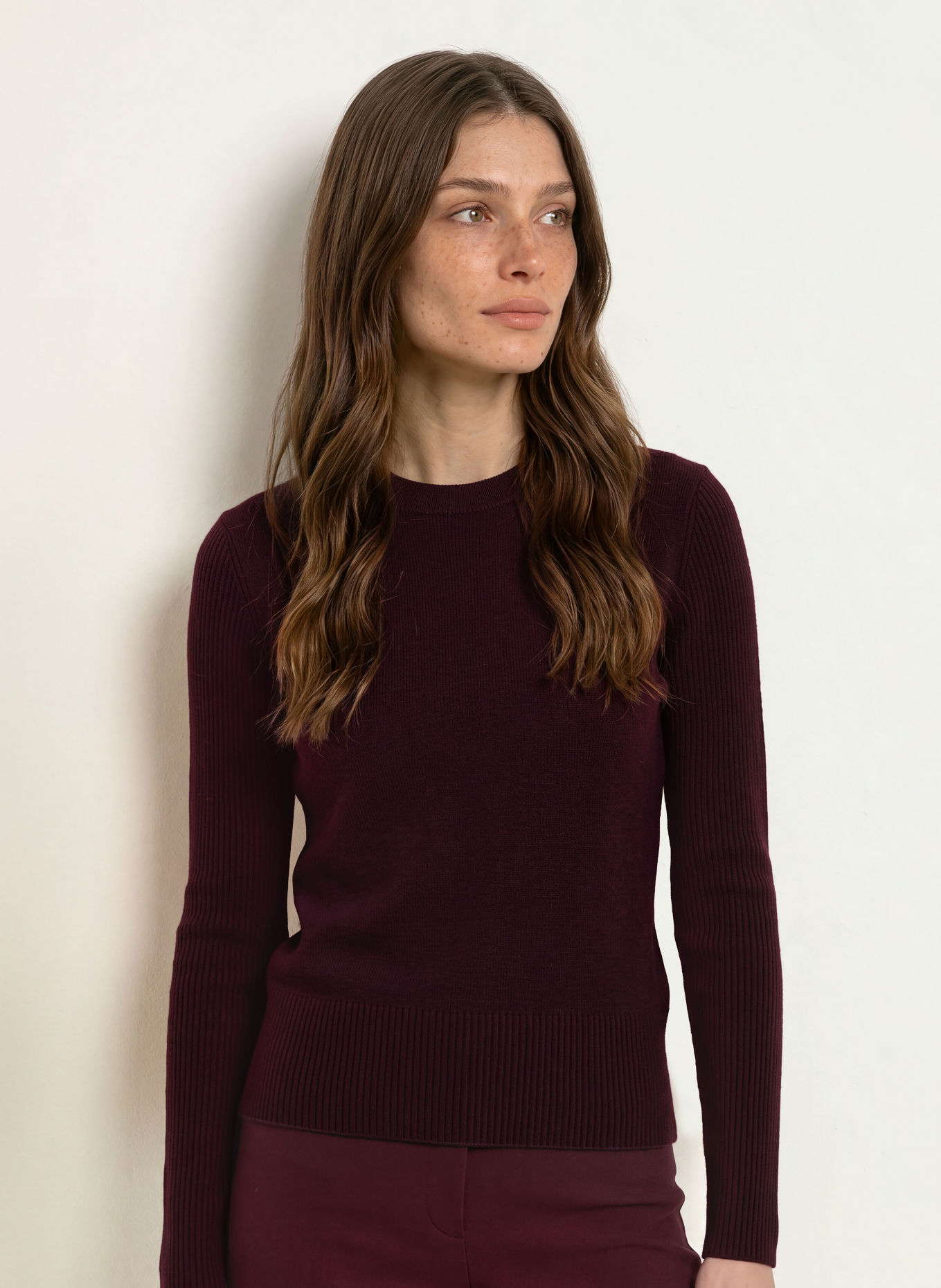 HOBBS AMIRA Sweater with Merino Wool: DARK PURPLE