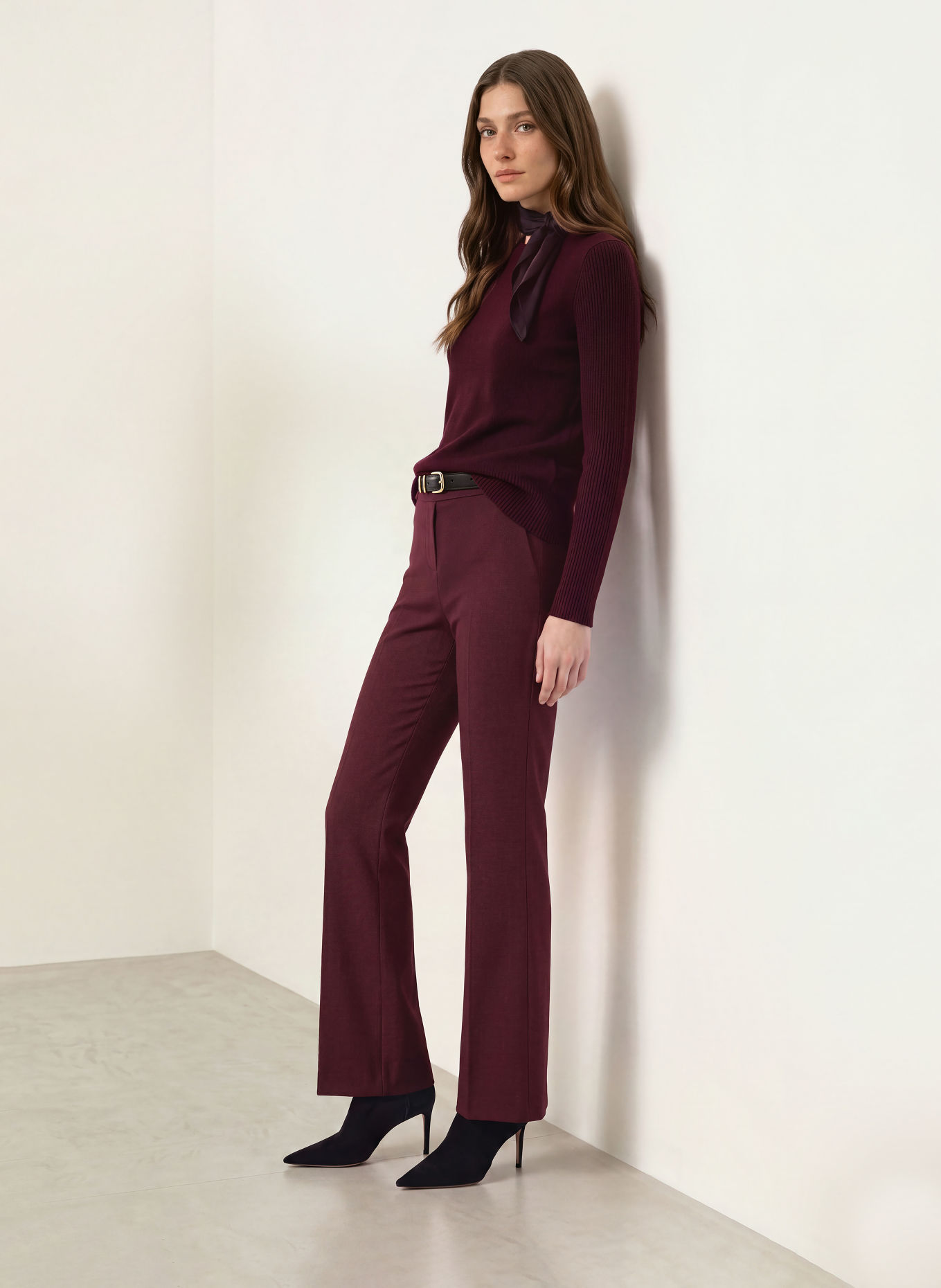 HOBBS AMIRA Sweater with Merino Wool: DARK PURPLE