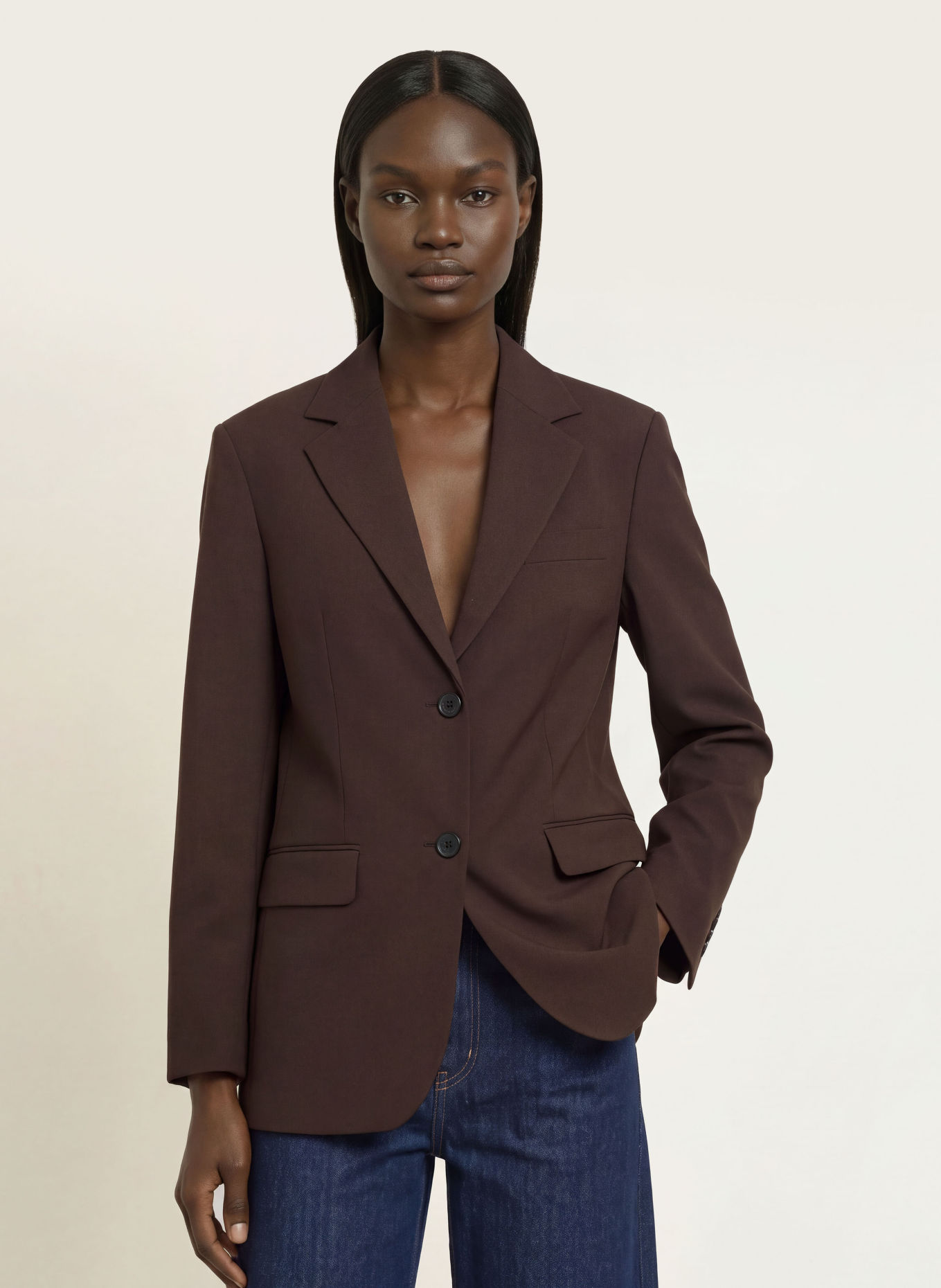 ARKET Lange blazer: MARRON FONCÉ