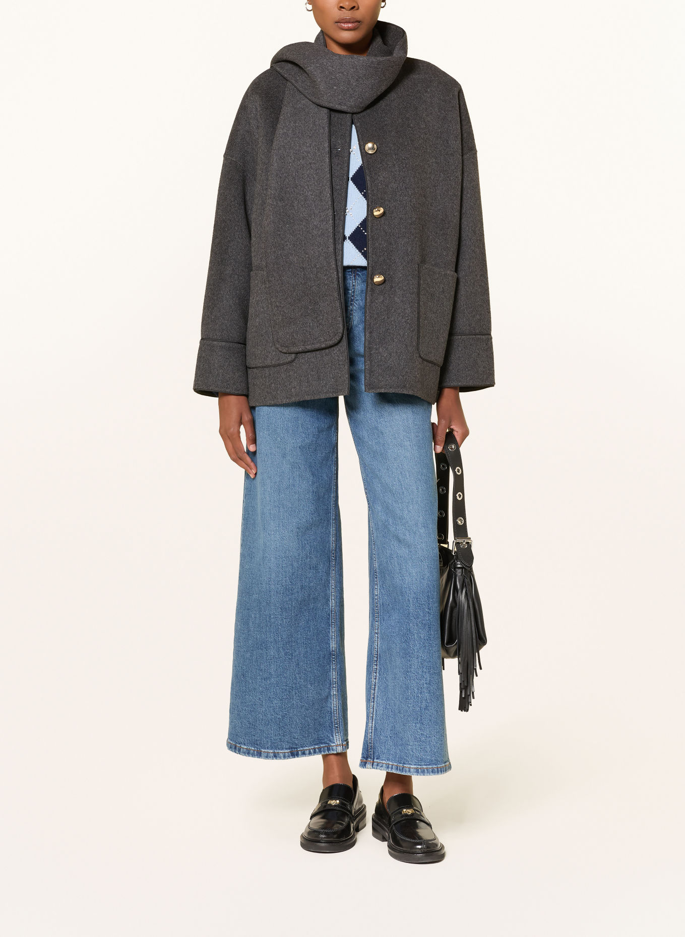 maje Jacke mit abnehmbarem Schal: GRAU