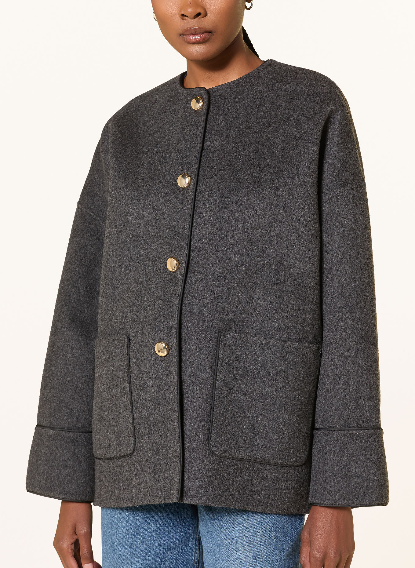 maje Jacke mit abnehmbarem Schal: GRAU