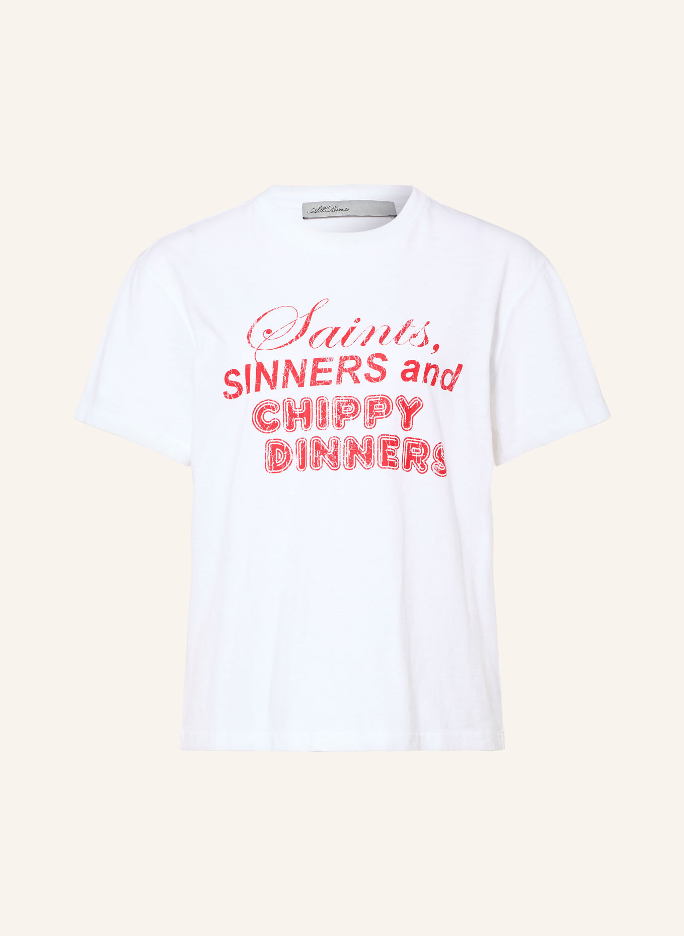 ALLSAINTS T-shirt CHIPPY ADDI: BLANC / ROUGE