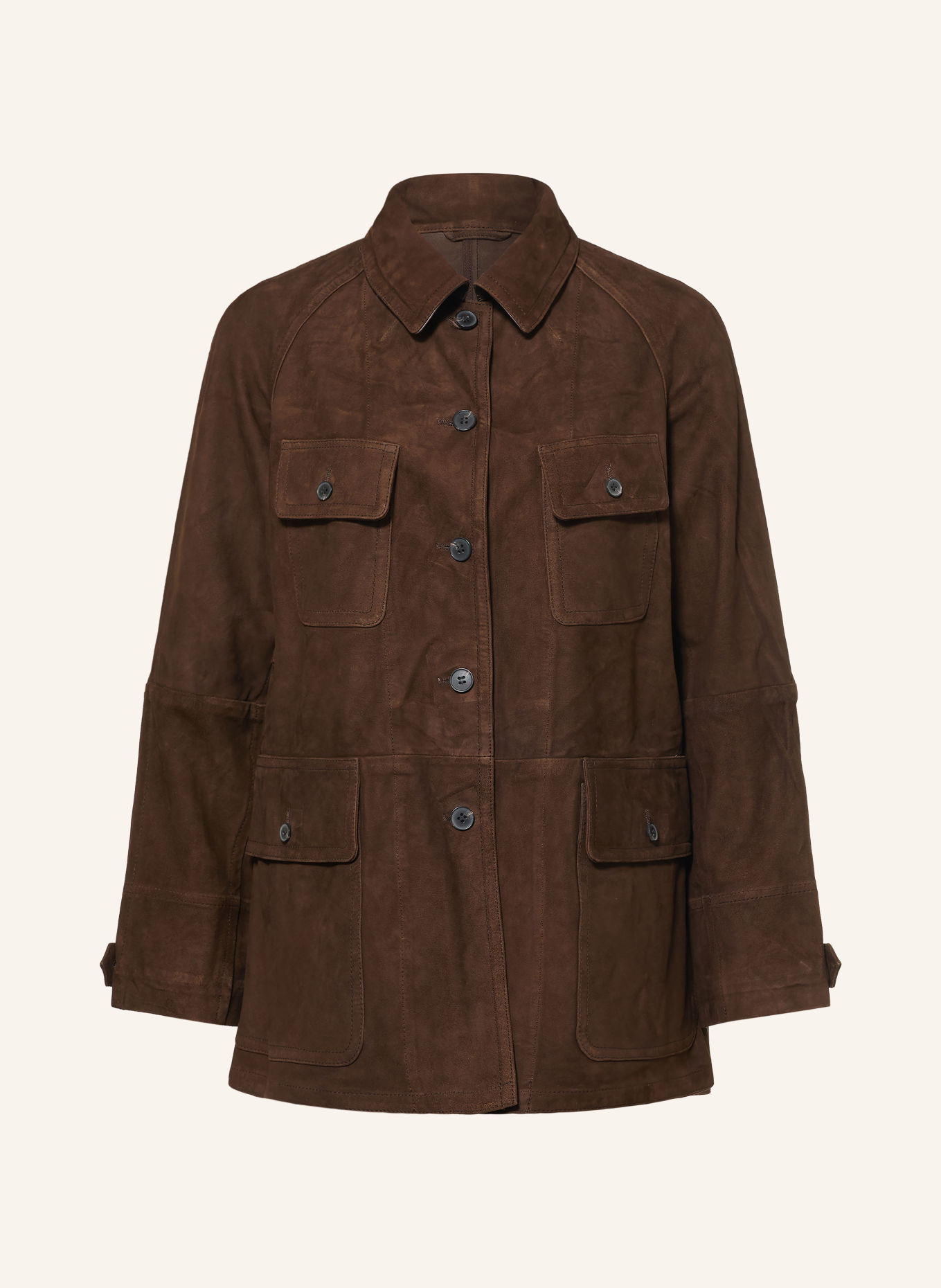 ALLSAINTS Veste en cuir ROIYA: MARRON FONCÉ