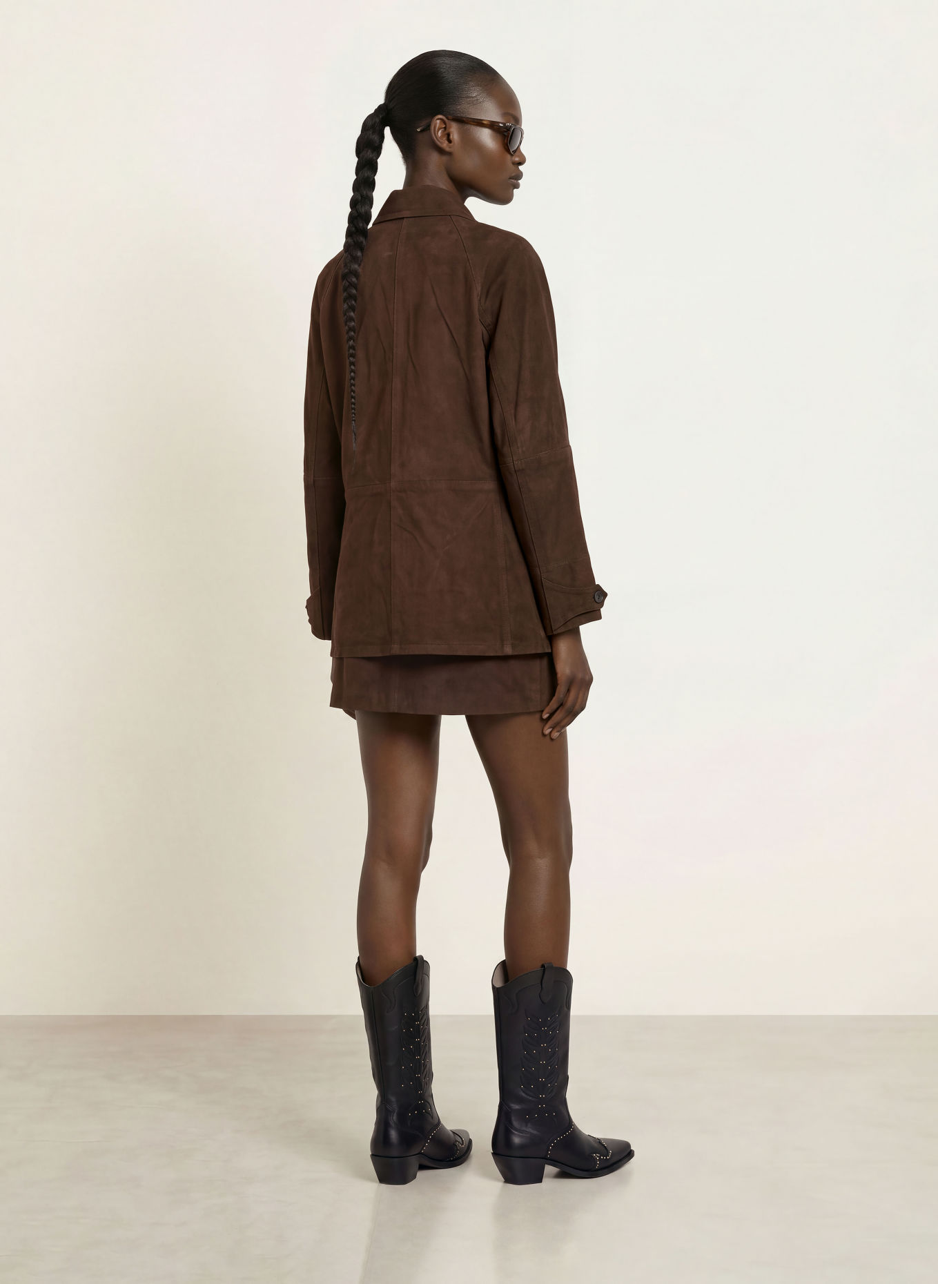 ALLSAINTS Veste en cuir ROIYA: MARRON FONCÉ