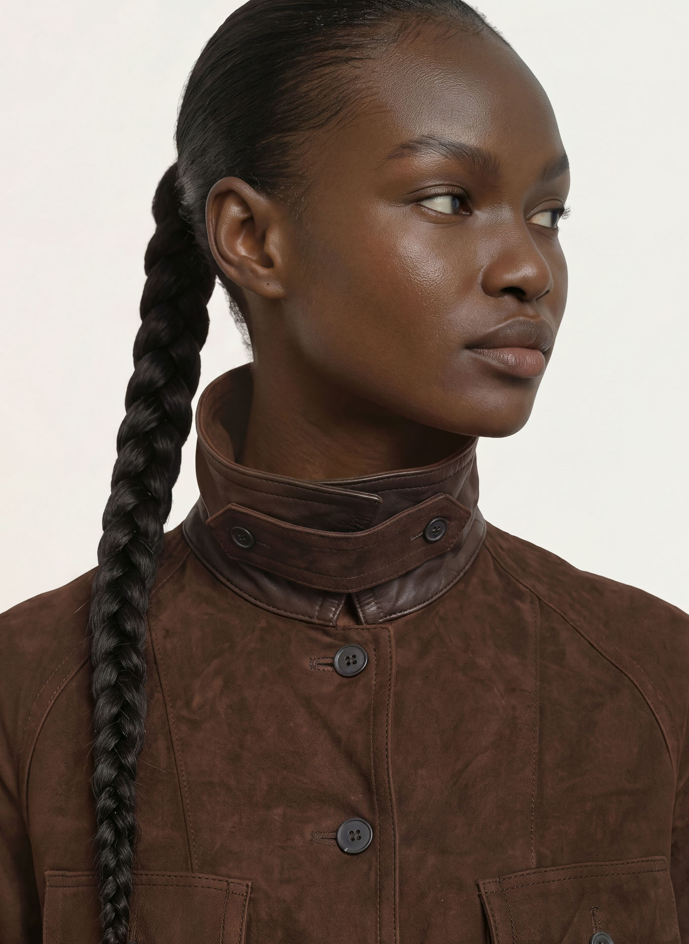 ALLSAINTS Veste en cuir ROIYA: MARRON FONCÉ