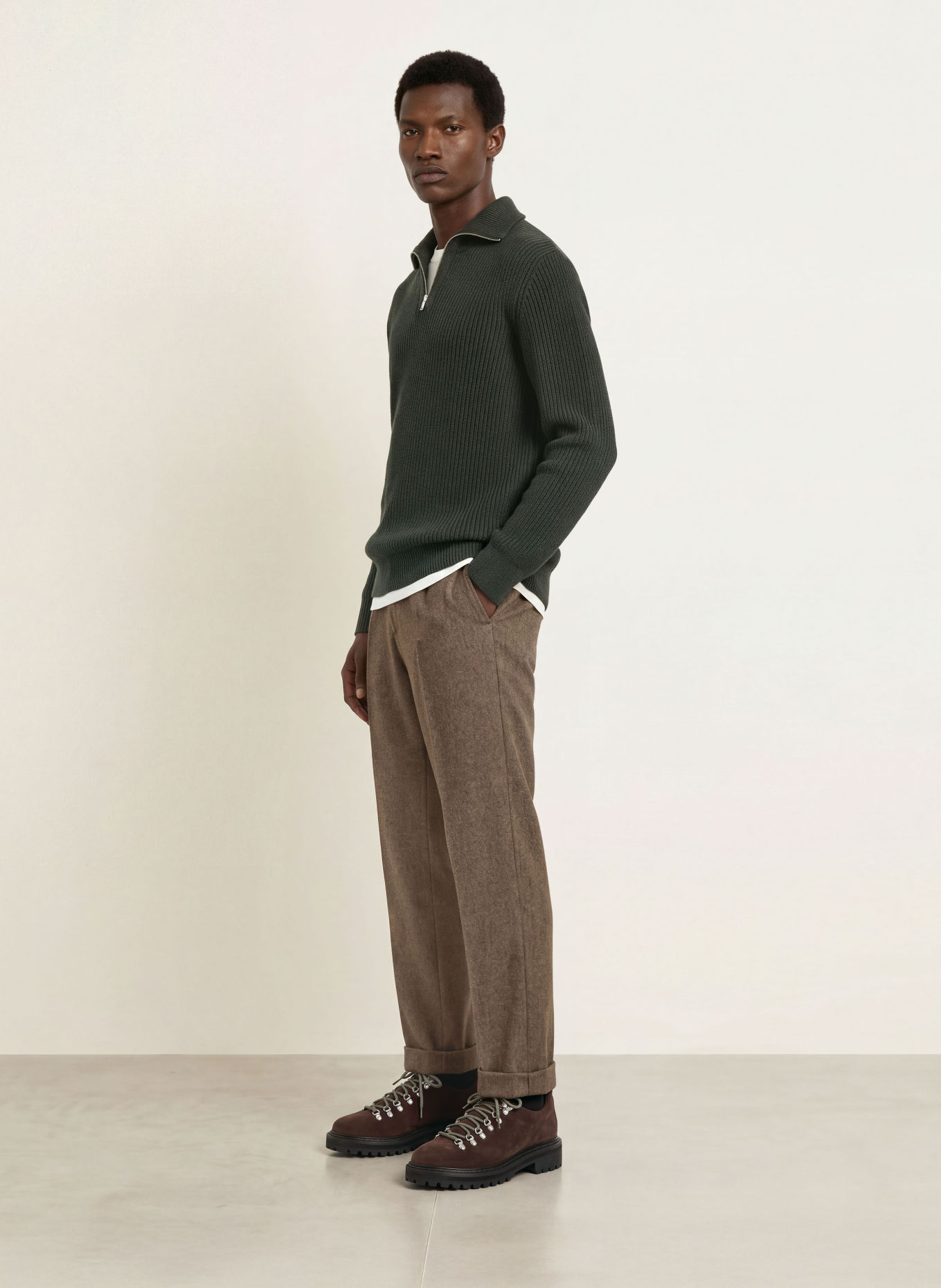 S. N. S. HERNING FENDER Half-zip sweater: DARK GREEN