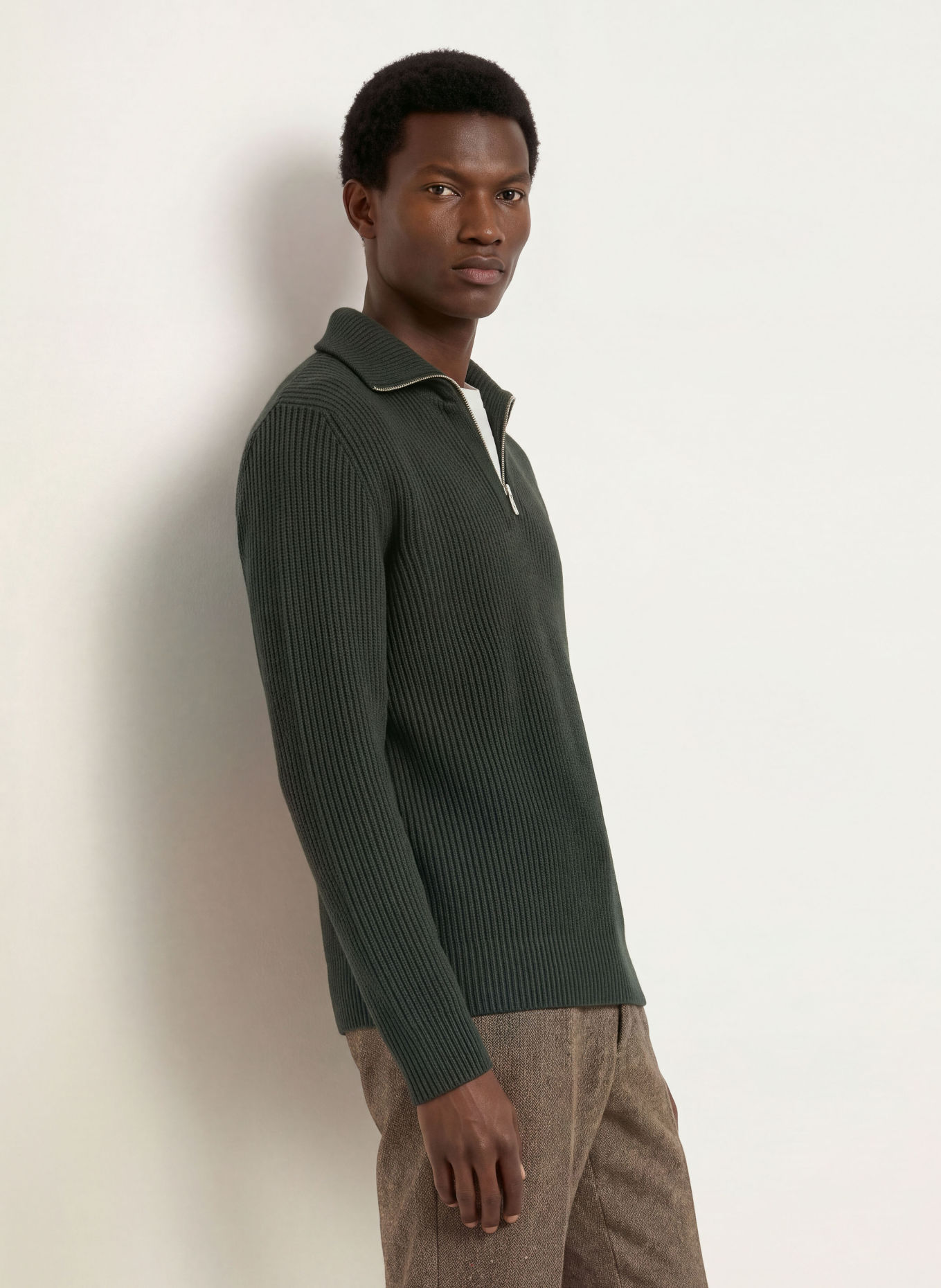 S. N. S. HERNING FENDER Half-zip sweater: DARK GREEN