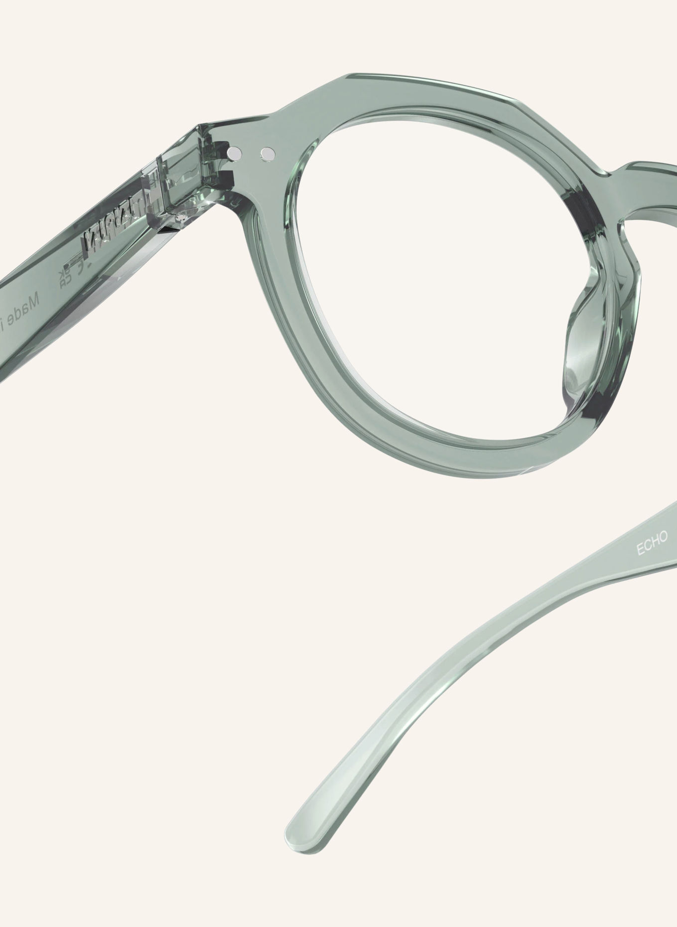 IZIPIZI ECHO Reading Glasses: LIGHT GREEN/TRANSPARENT