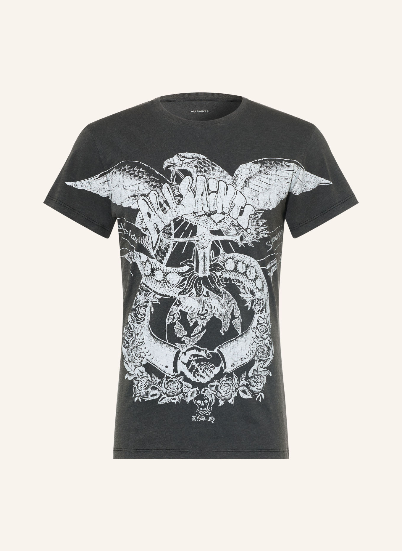 ALLSAINTS T-shirt EMBLEMS: GRIS FONCÉ / GRIS CLAIR