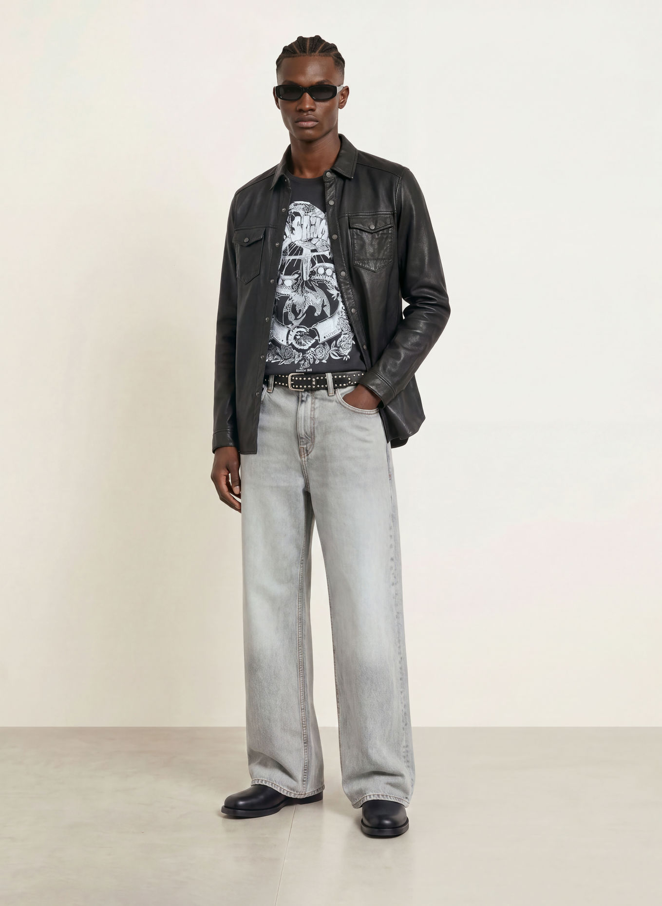 ALLSAINTS T-shirt EMBLEMS: GRIS FONCÉ / GRIS CLAIR