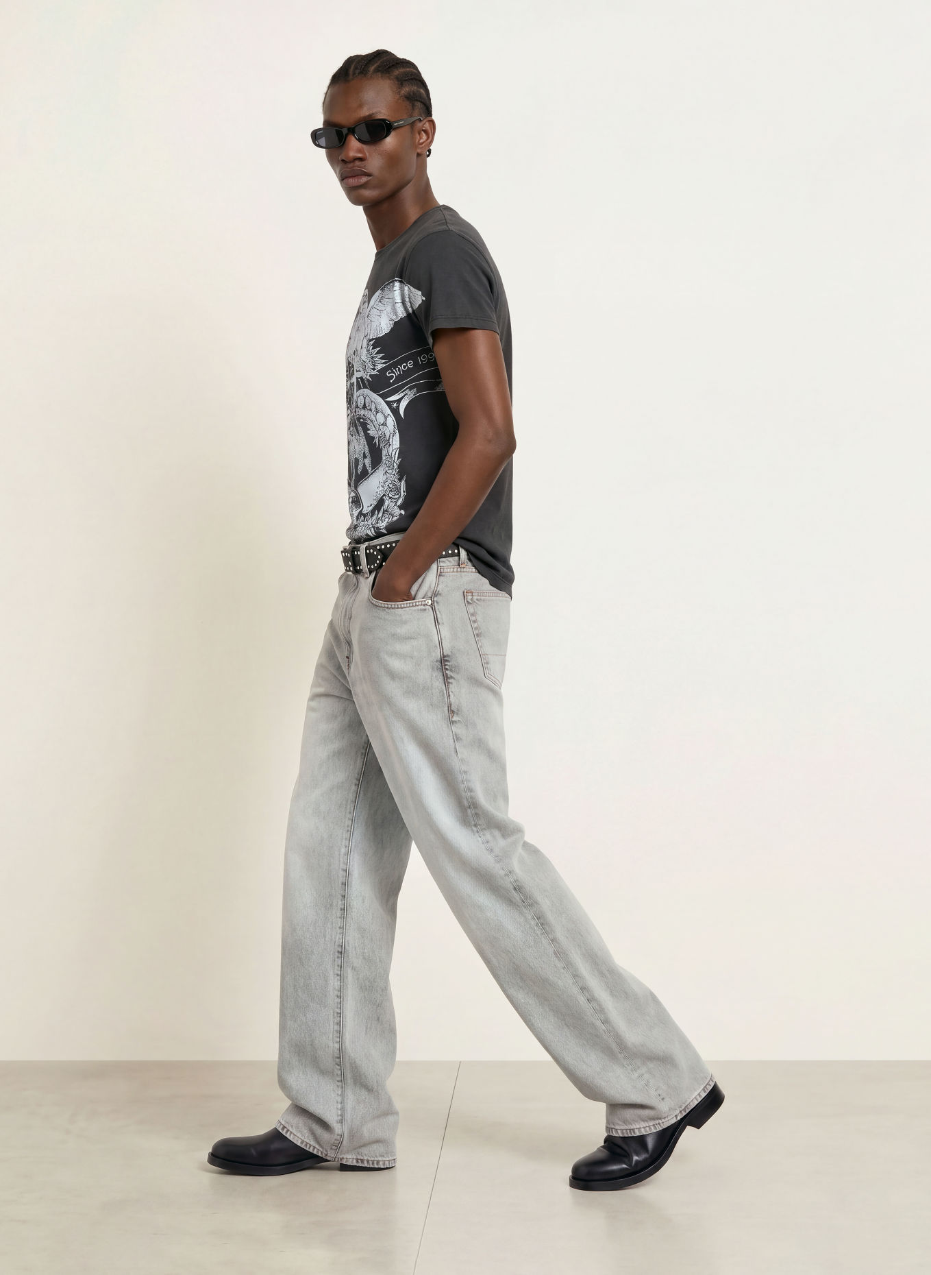 ALLSAINTS T-shirt EMBLEMS: GRIS FONCÉ / GRIS CLAIR