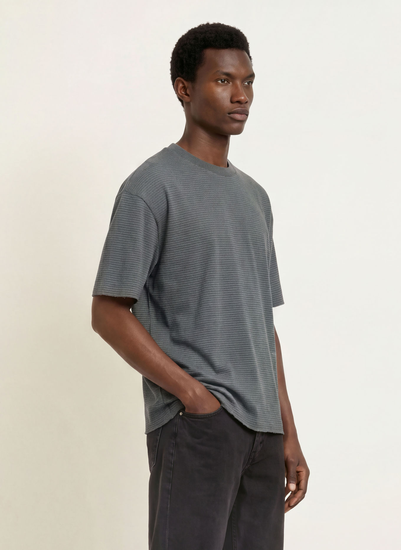 ALLSAINTS T-Shirt AXEL: DUNKELGRAU / HELLGRAU