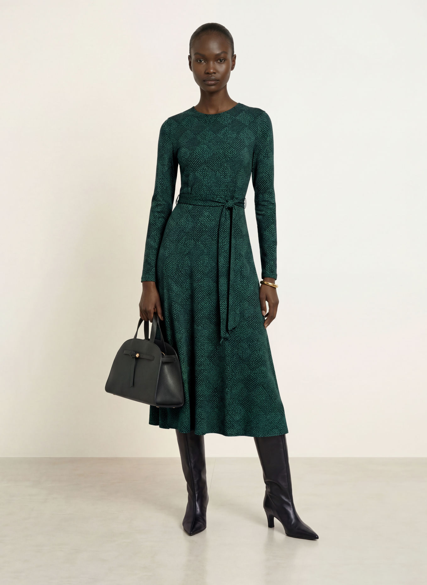 HOBBS Jerseykleid DAKOTA: SCHWARZ / GRÜN