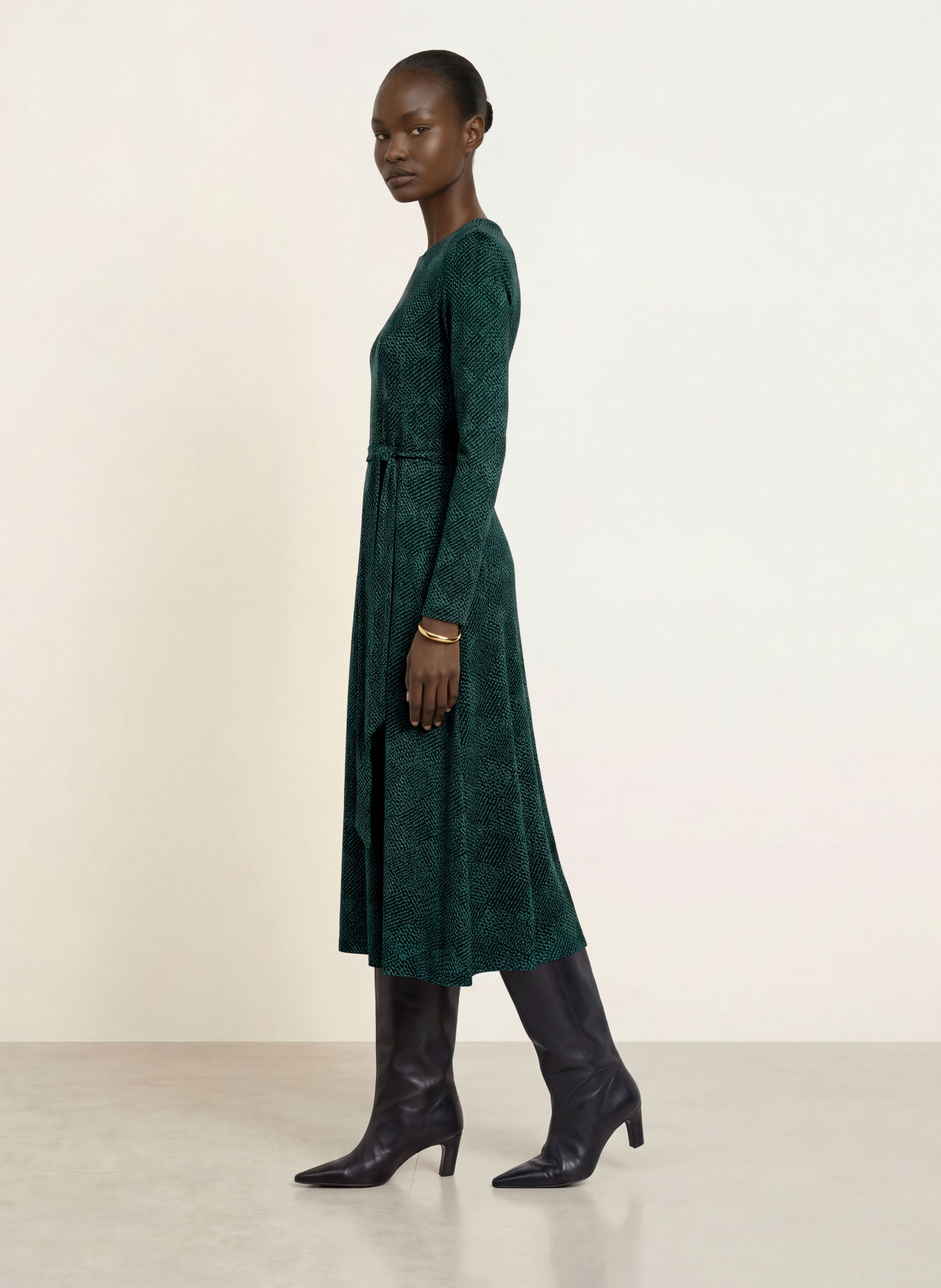 HOBBS Jerseykleid DAKOTA: SCHWARZ / GRÜN