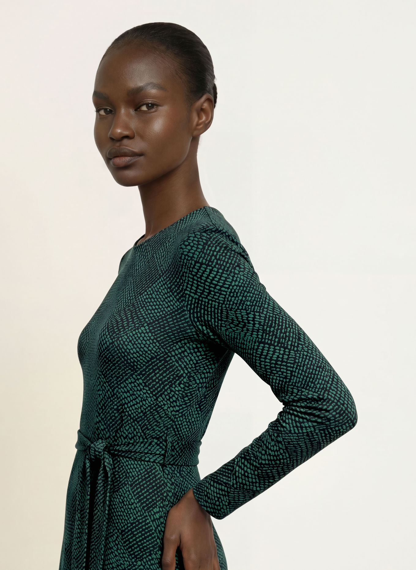 HOBBS Jerseykleid DAKOTA: SCHWARZ / GRÜN